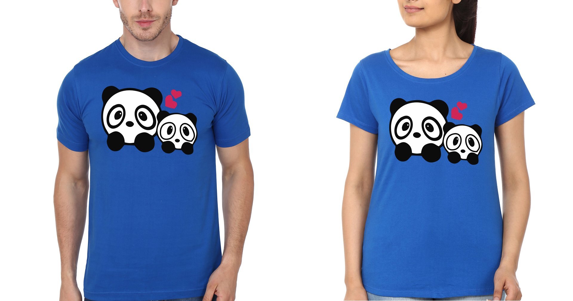 Panda Couple Half Sleeves T-Shirts -FunkyTees