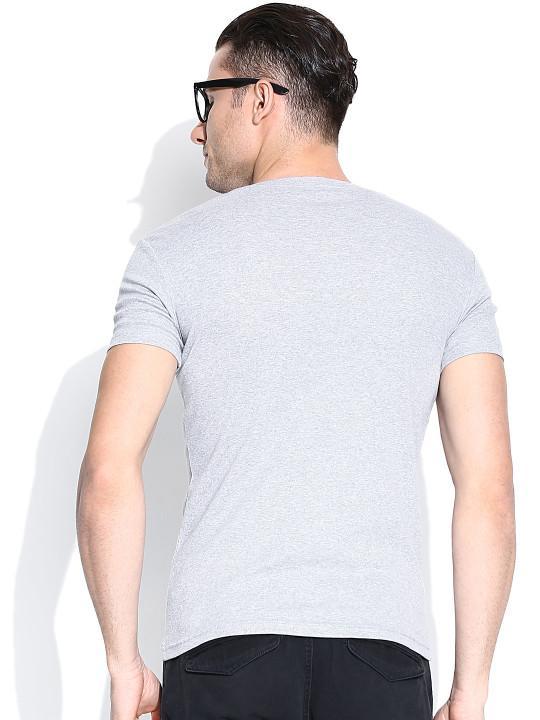 Plain Grey Melange V Neck T-Shirt-FunkyTeesClub