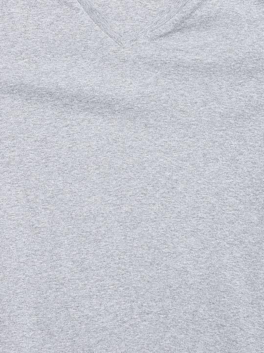 Plain Grey Melange V Neck T-Shirt-FunkyTeesClub