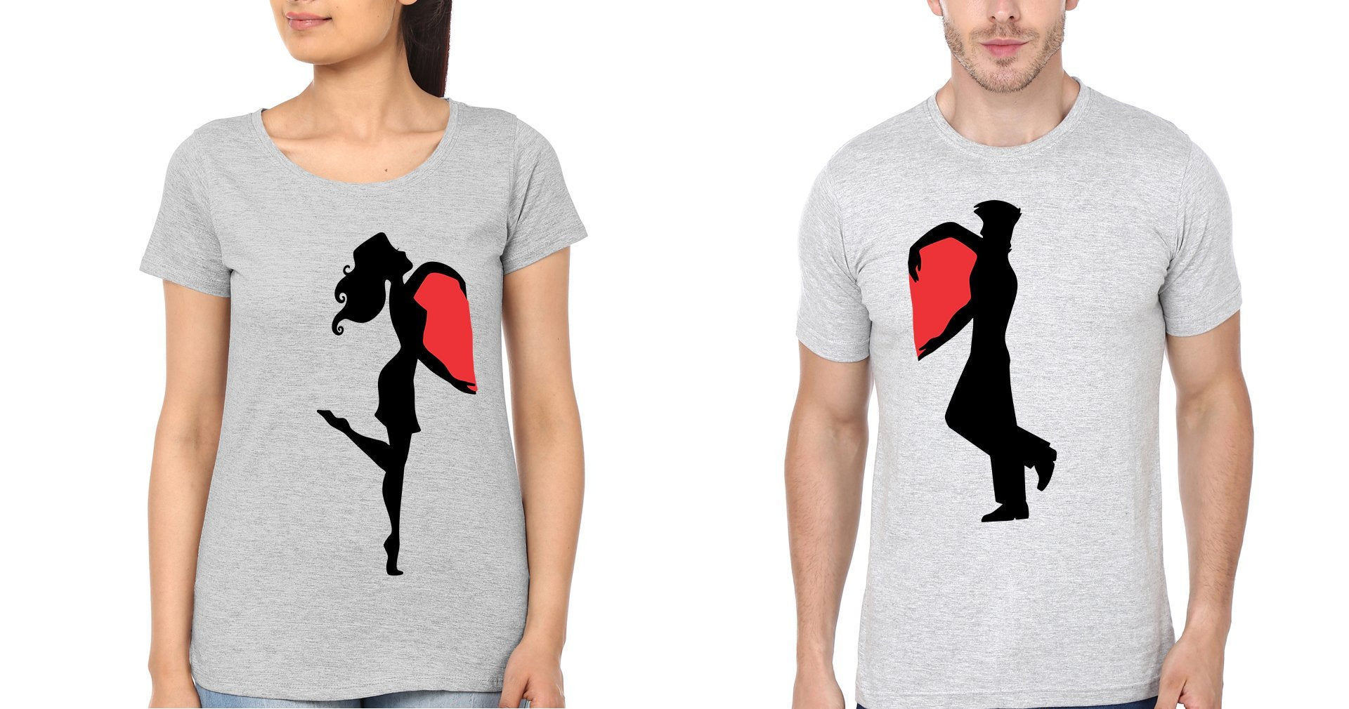 Couple Making Heart Couple Half Sleeves T-Shirts -FunkyTees