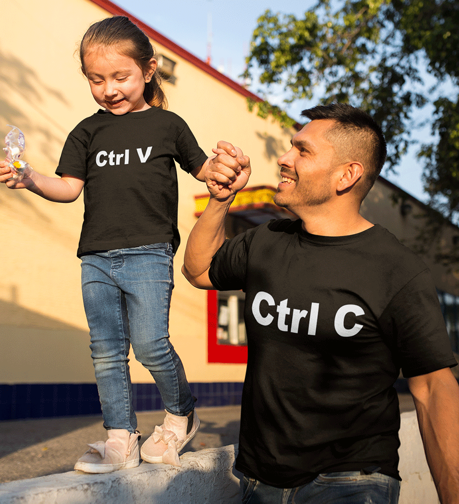 Ctrl C & Ctrl Father and Daughter Matching T-Shirt- FunkyTeesClub – Funky Tees Club