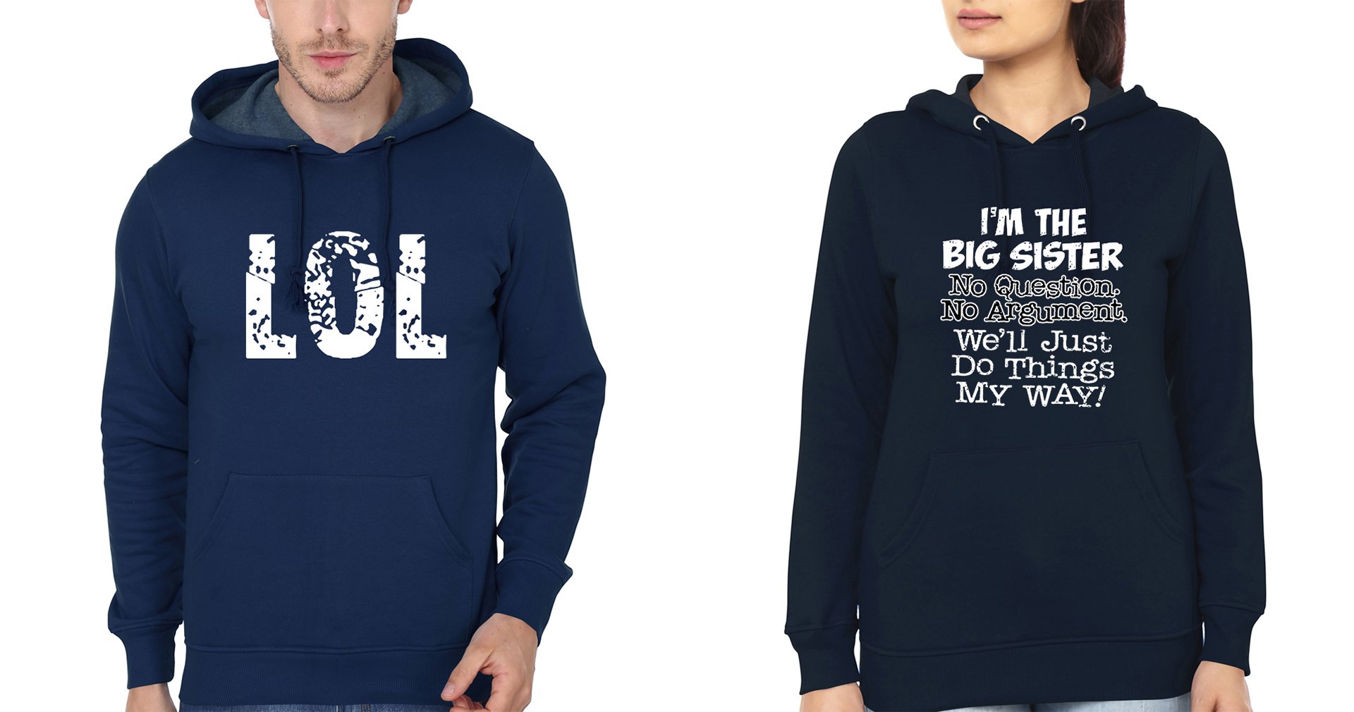 I'M The Big Sister LOL Brother-Sister Hoodies-FunkyTees