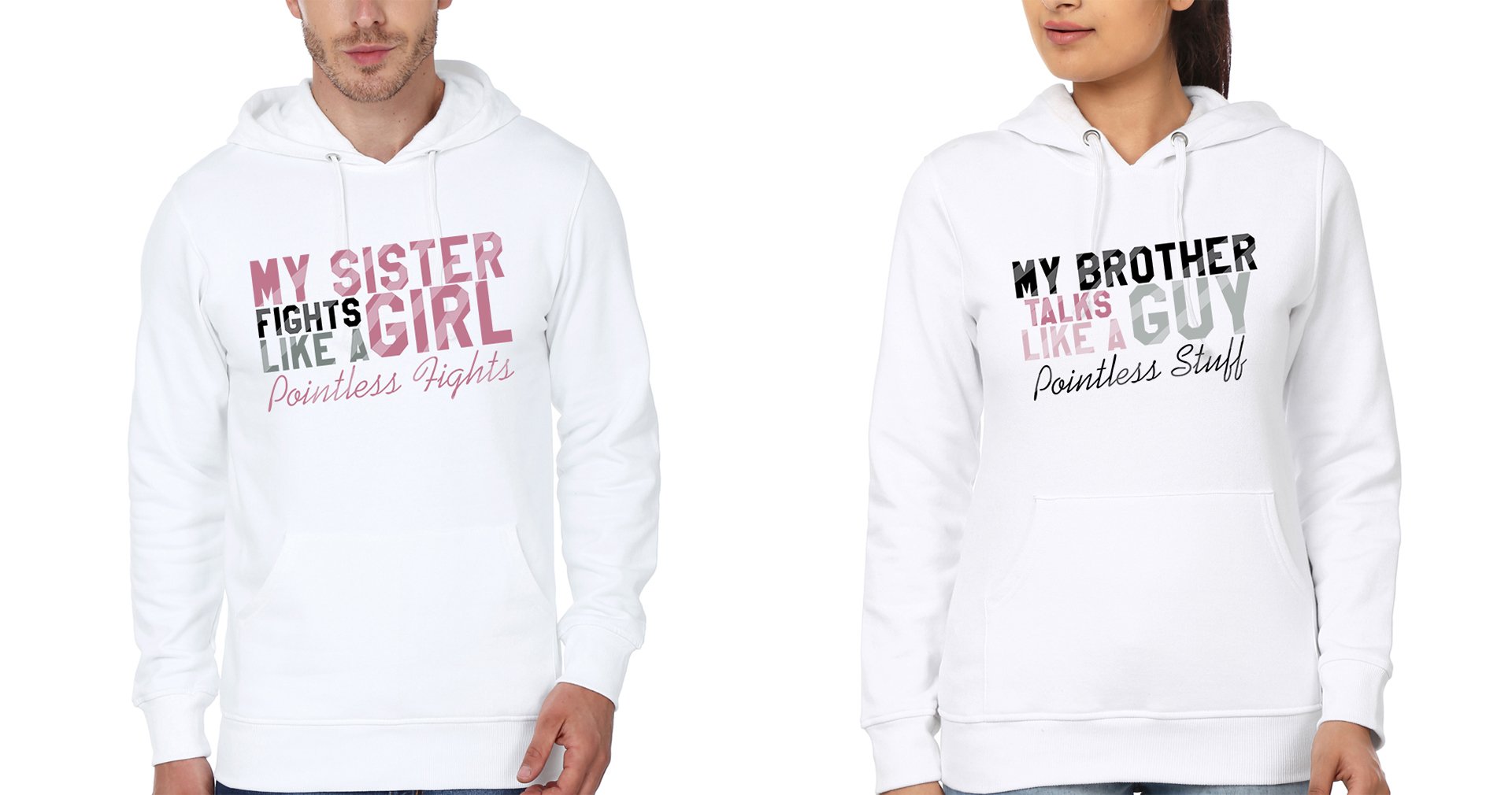 Pointles Talks & Fights Brother-Sister Hoodies-FunkyTees