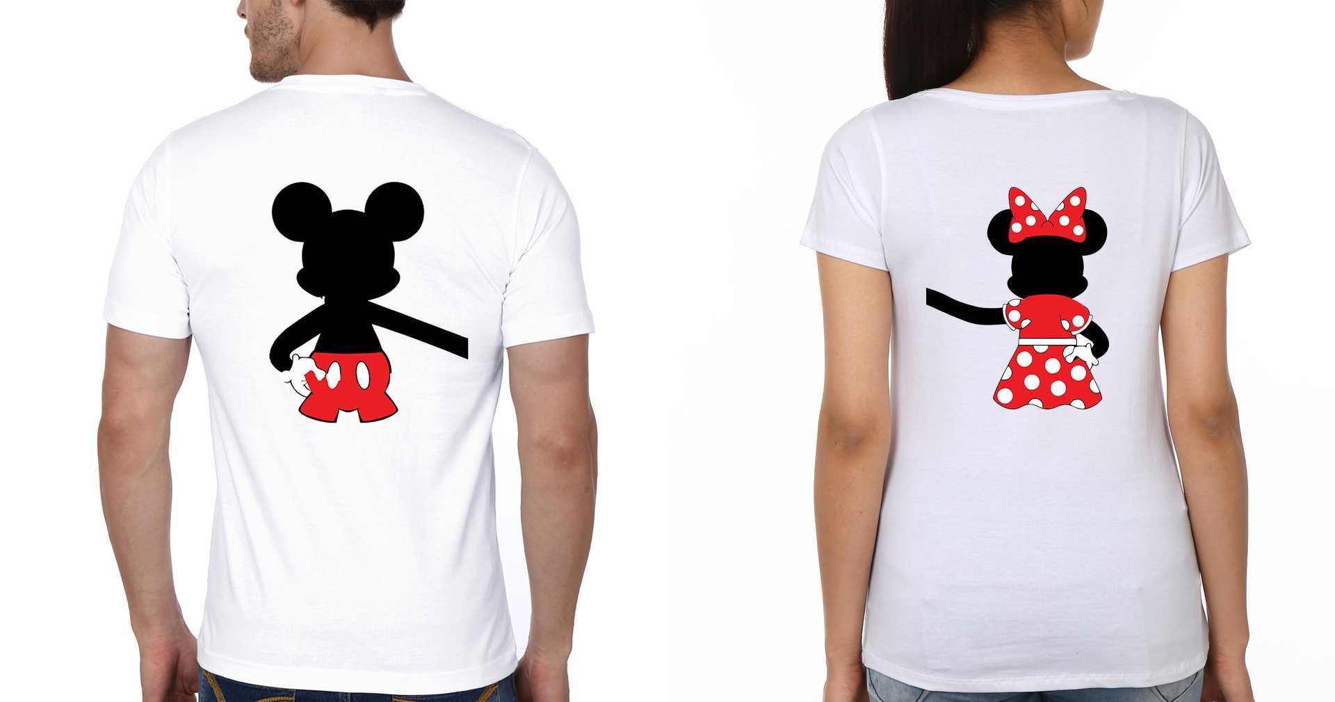 Mickey Minnie Couple Half Sleeves T-Shirts -FunkyTees
