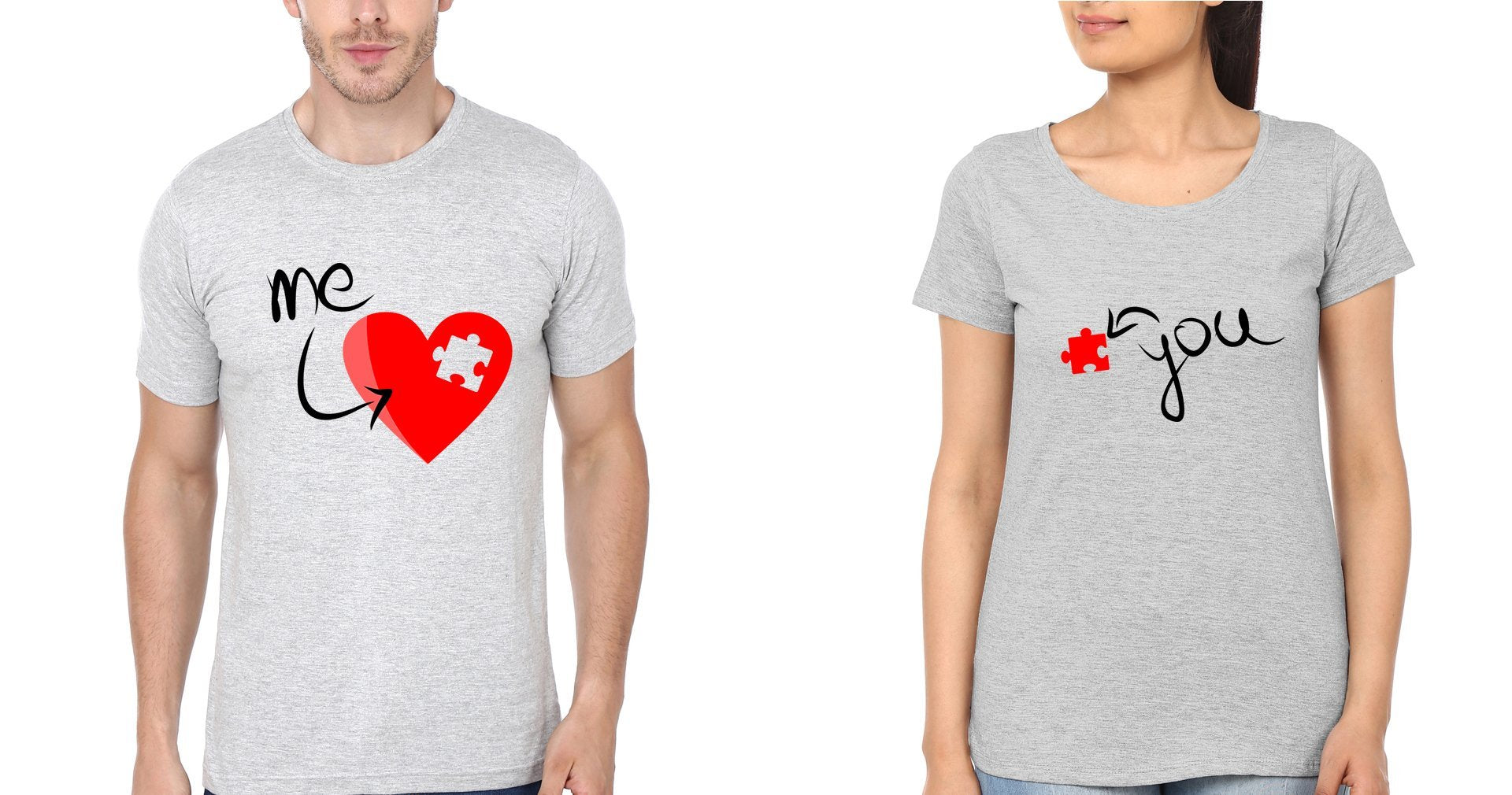 Me And You Couple Half Sleeves T-Shirts -FunkyTees