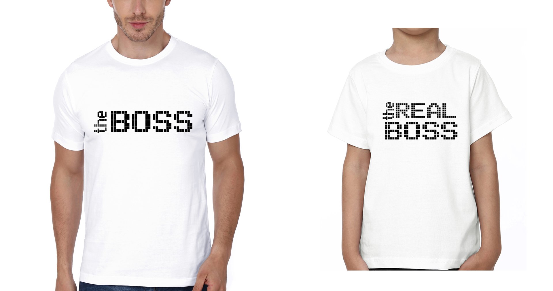 The Boss The Real Boss Father and Son Matching T-Shirt- FunkyTeesClub