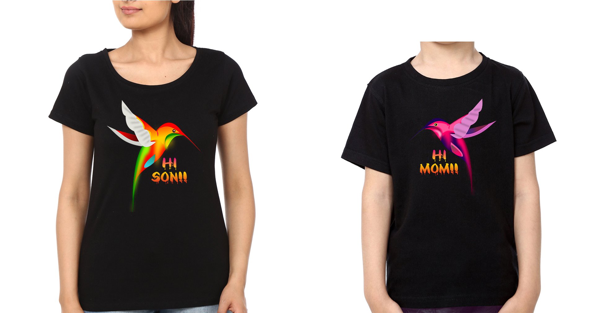 Hi Mom Hi Son Mother and Son Matching T-Shirt- FunkyTeesClub