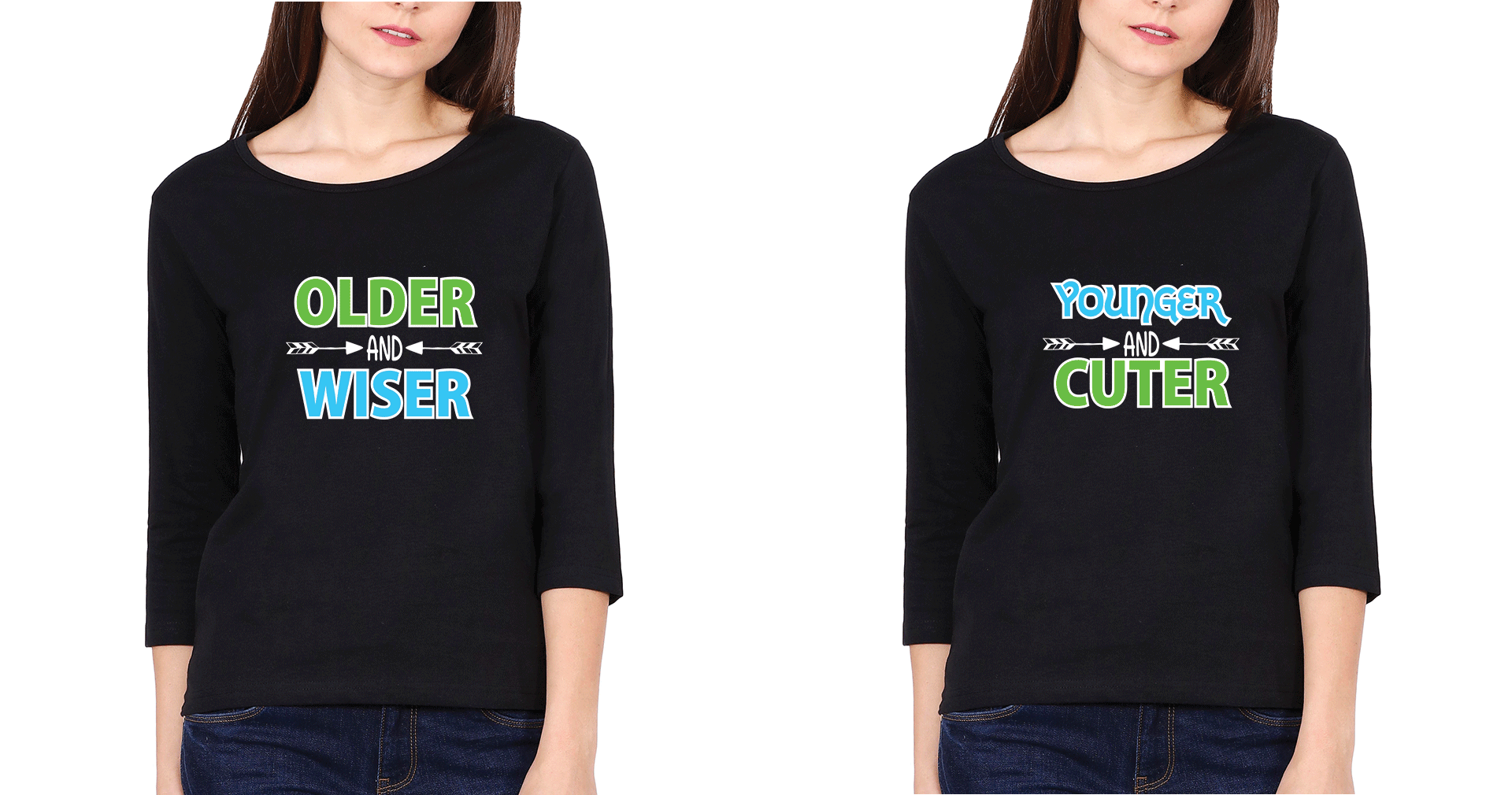 Older & Younger Sister Sister Full Sleeves T-Shirts -FunkyTees