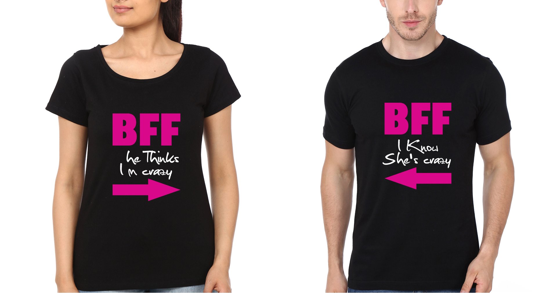 She is Crazy BFF Half Sleeves T-Shirts-FunkyTees