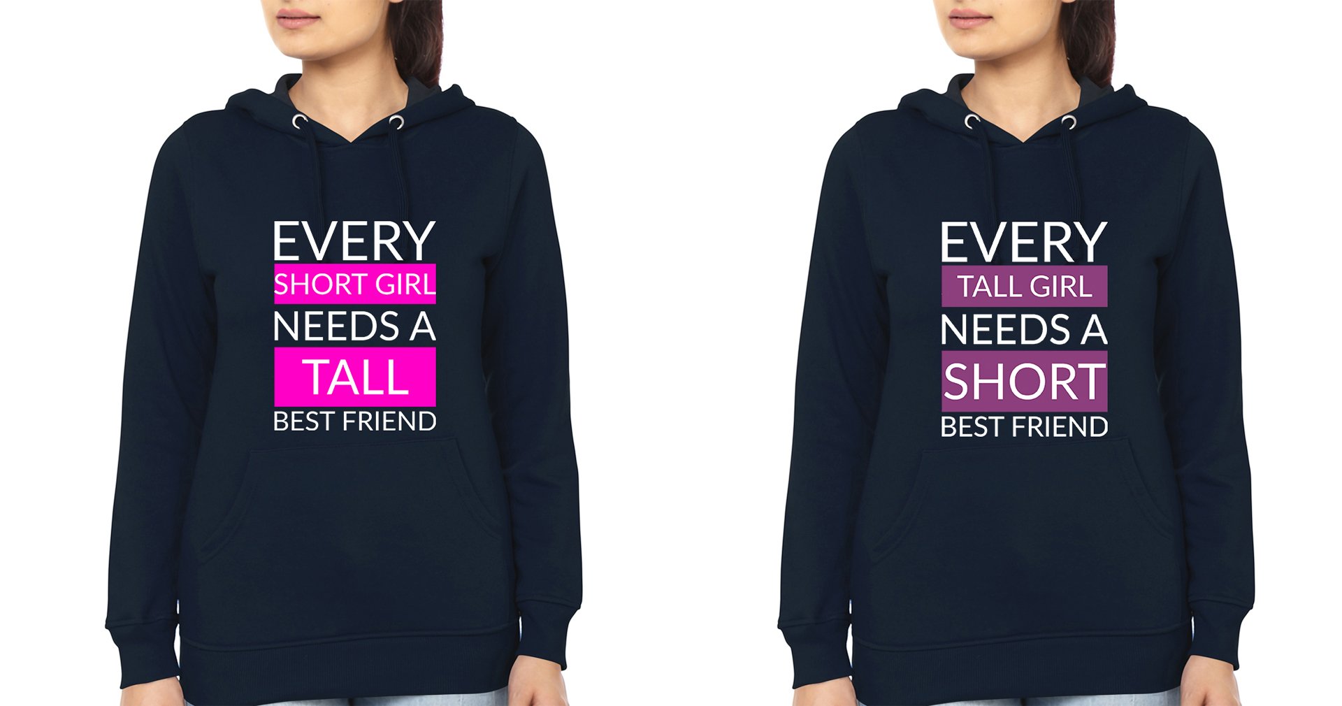 Tall short BFF Hoodies-FunkyTees