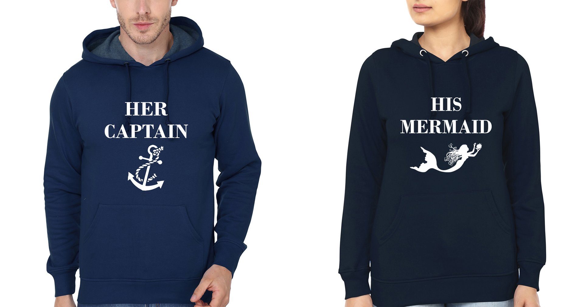 Her Captain His Mermaid Couple Hoodie-FunkyTees
