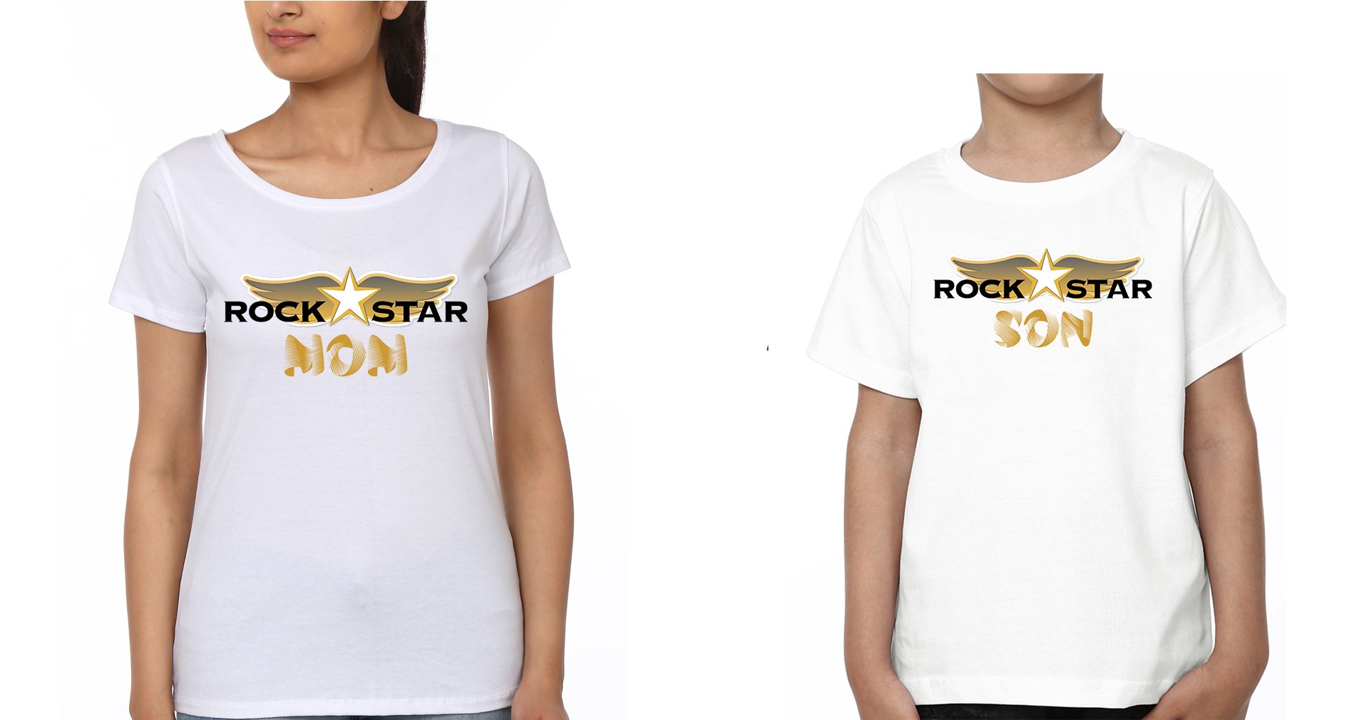 Rockstar Mom Rockstar Son Mother and Son Matching T-Shirt- FunkyTeesClub