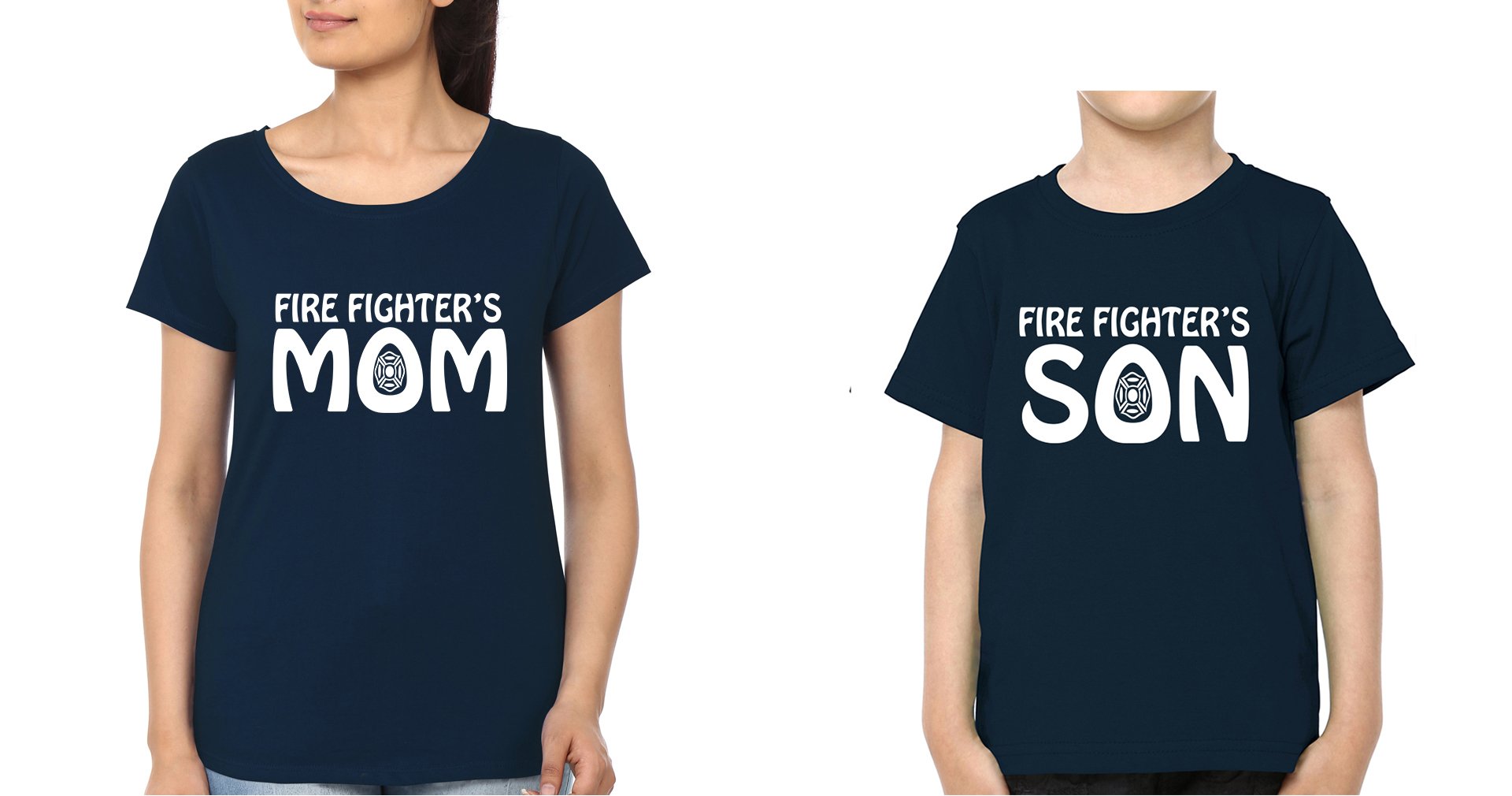 Fire Fighter's Mom Fire Fighter's Son Mother and Son Matching T-Shirt- FunkyTeesClub