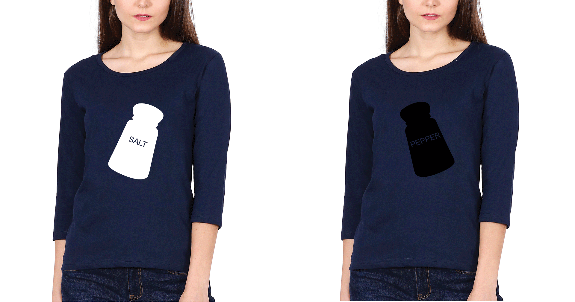 Salt Pepper Sister Sister Full Sleeves T-Shirts -FunkyTees