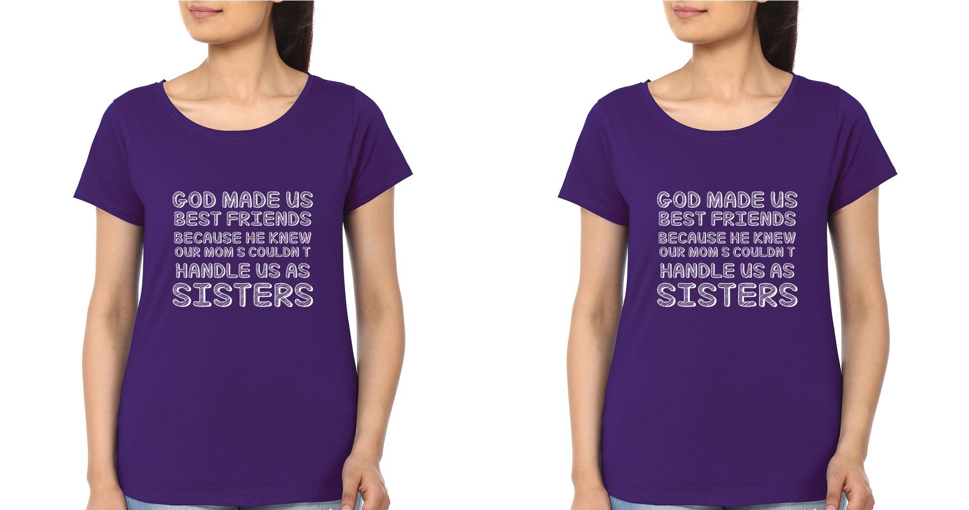 God Made Us Best Friends BFF Half Sleeves T-Shirts-FunkyTees