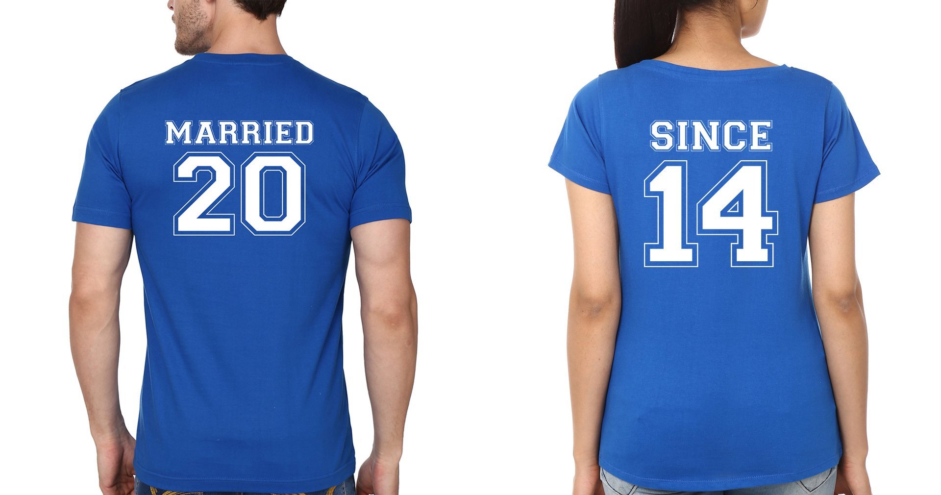 Married Since Couple Half Sleeves T-Shirts -FunkyTees