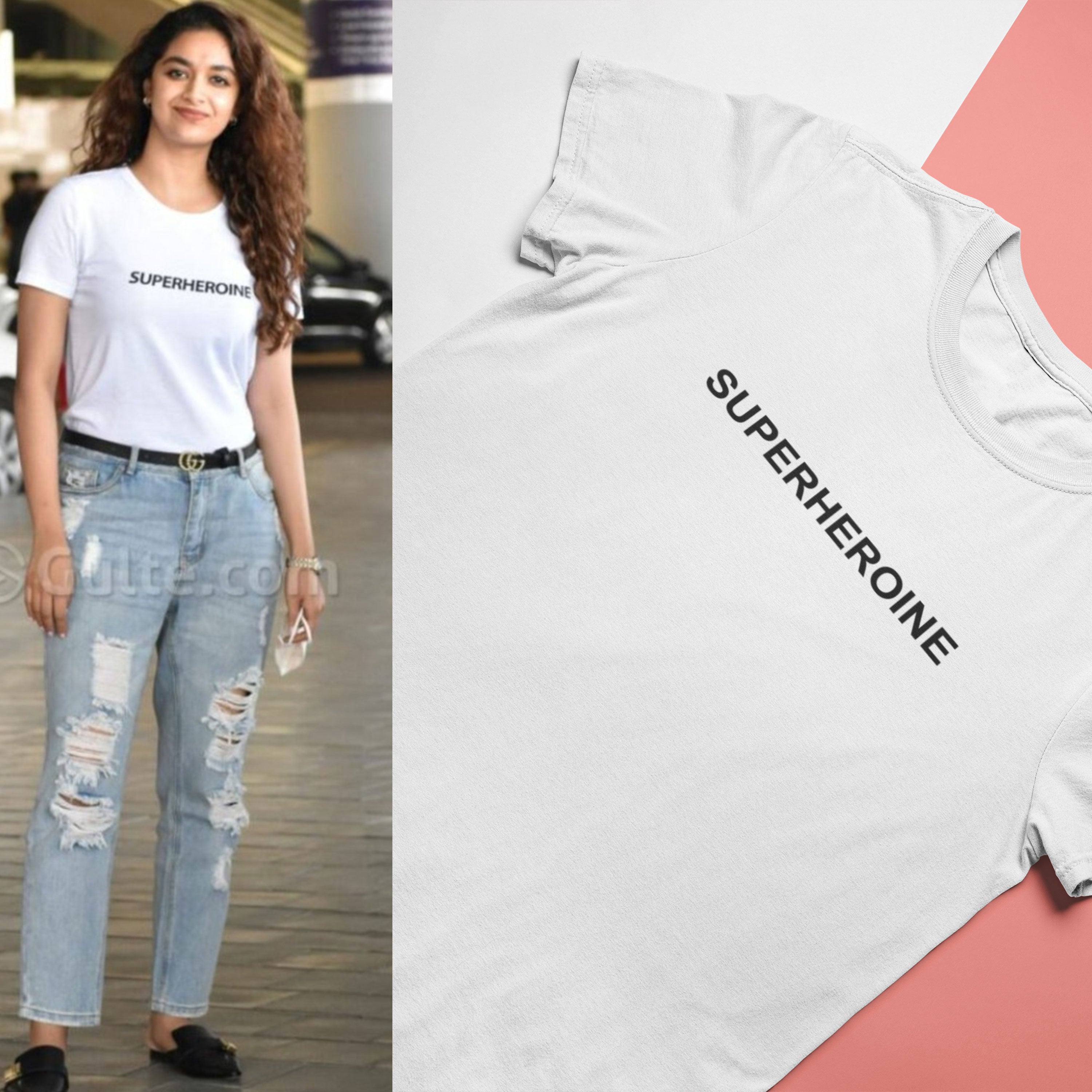 Superheroine Keerthy Suresh Celebrity T-shirt- FunkyTeesClub