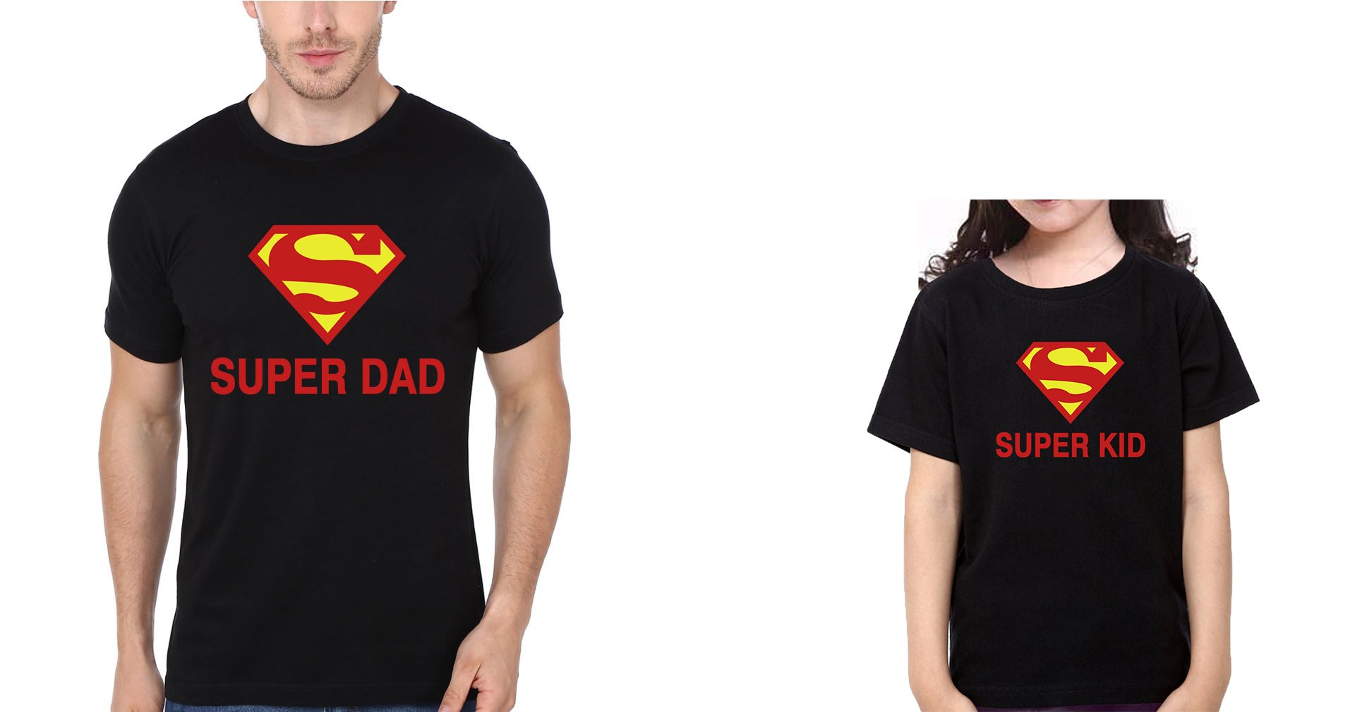 Superman Dad Superman Kid Father and Daughter Matching T-Shirt- FunkyTeesClub