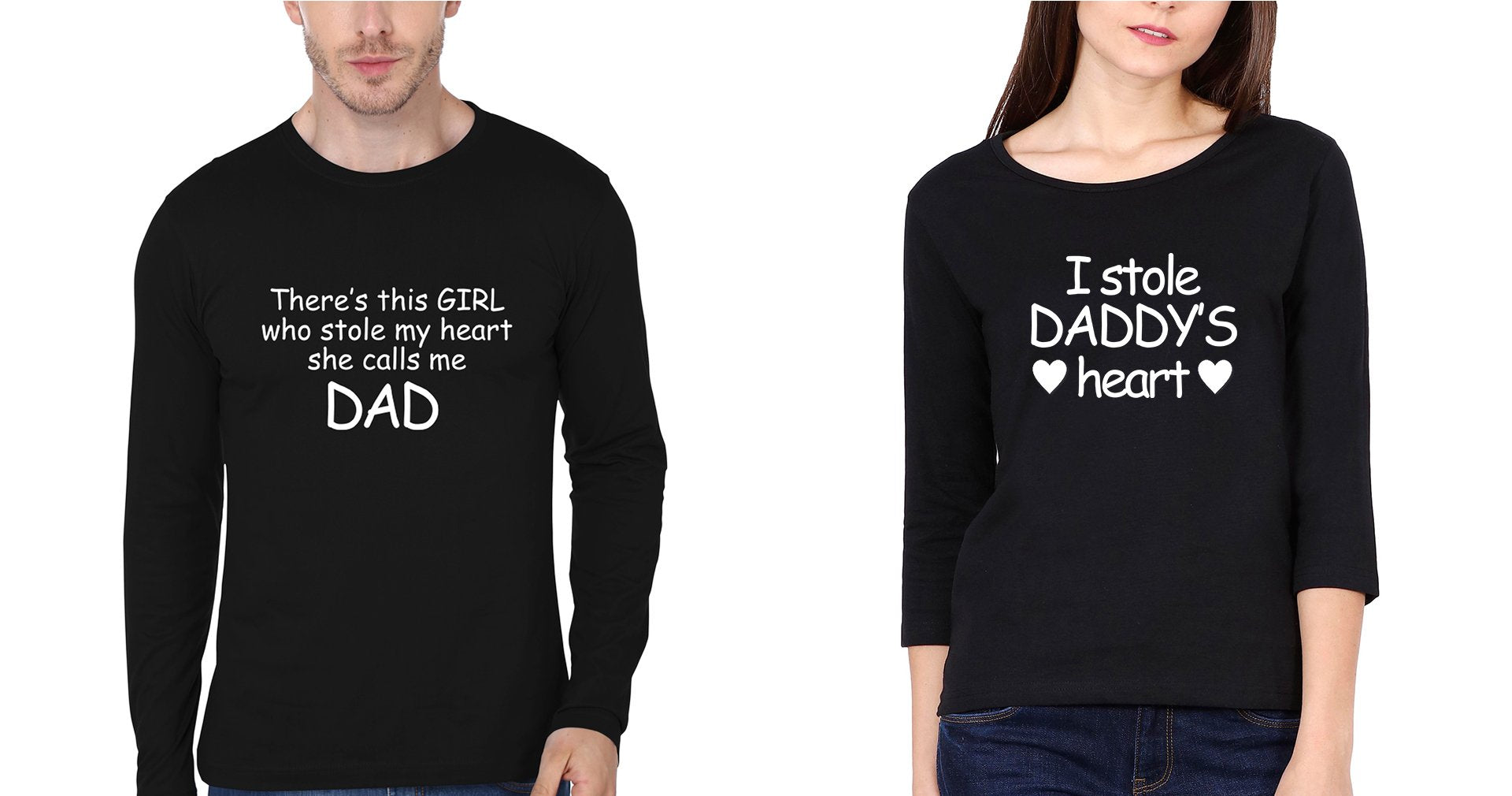 I Stole Daddy Heart Father and Daughter Matching Full Sleeves T-Shirt- FunkyTeesClub