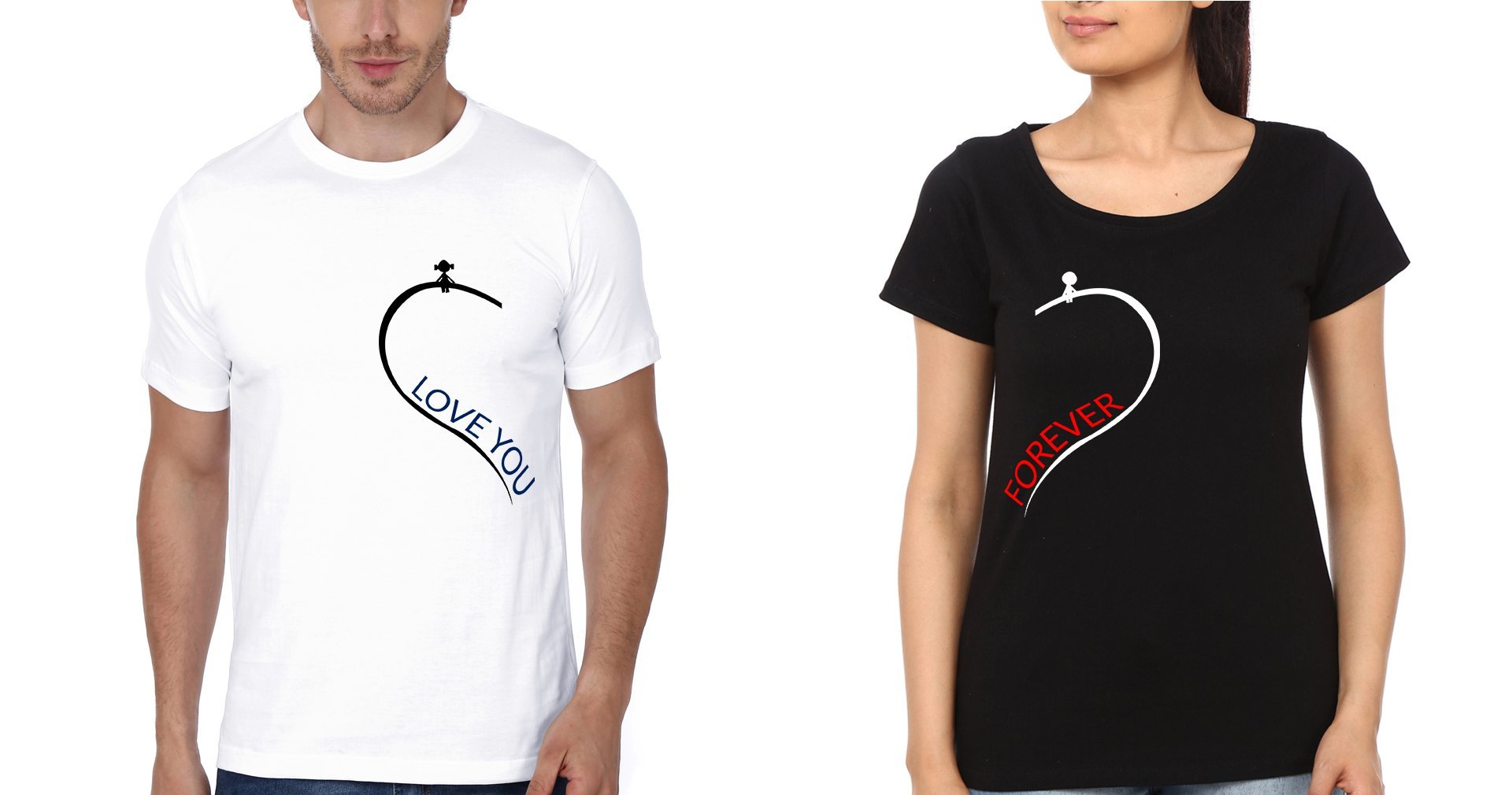 Love you forever Couple Half Sleeves T-Shirts -FunkyTees