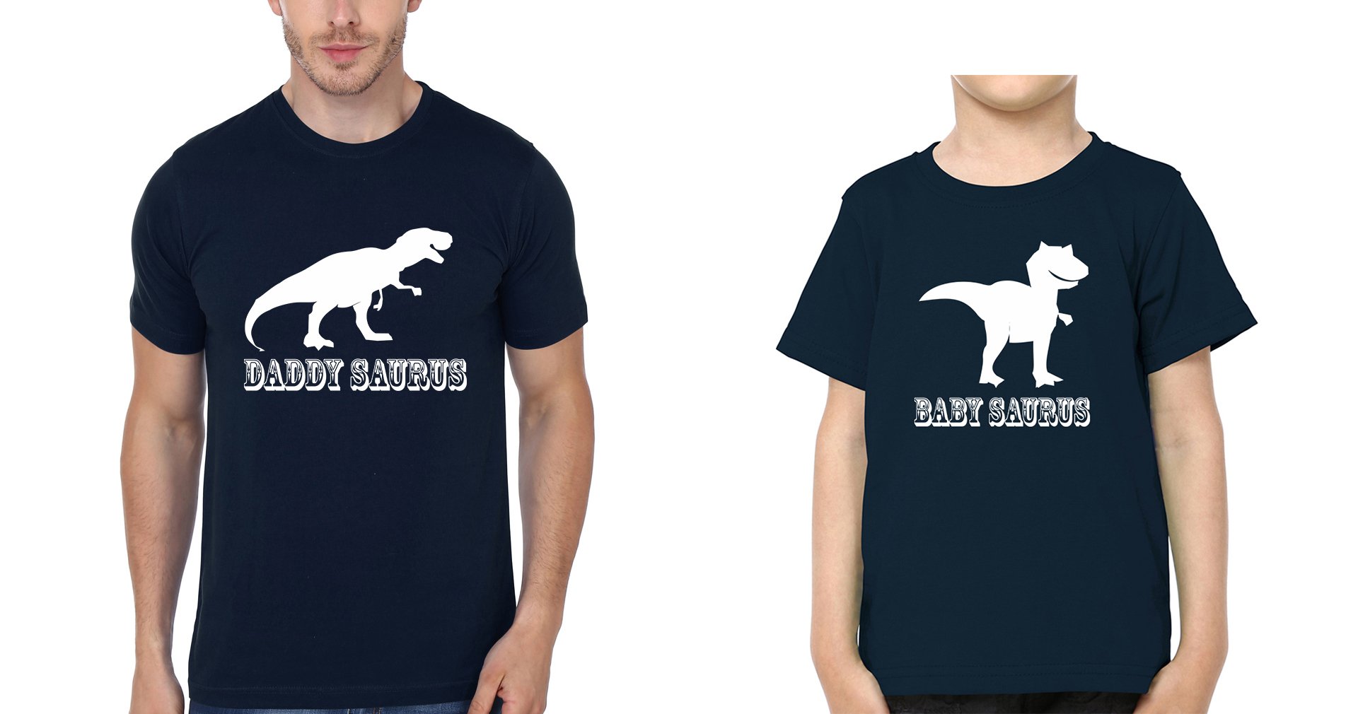 Daddy Saurus BabySaurus Father and Son Matching T-Shirt- FunkyTeesClub