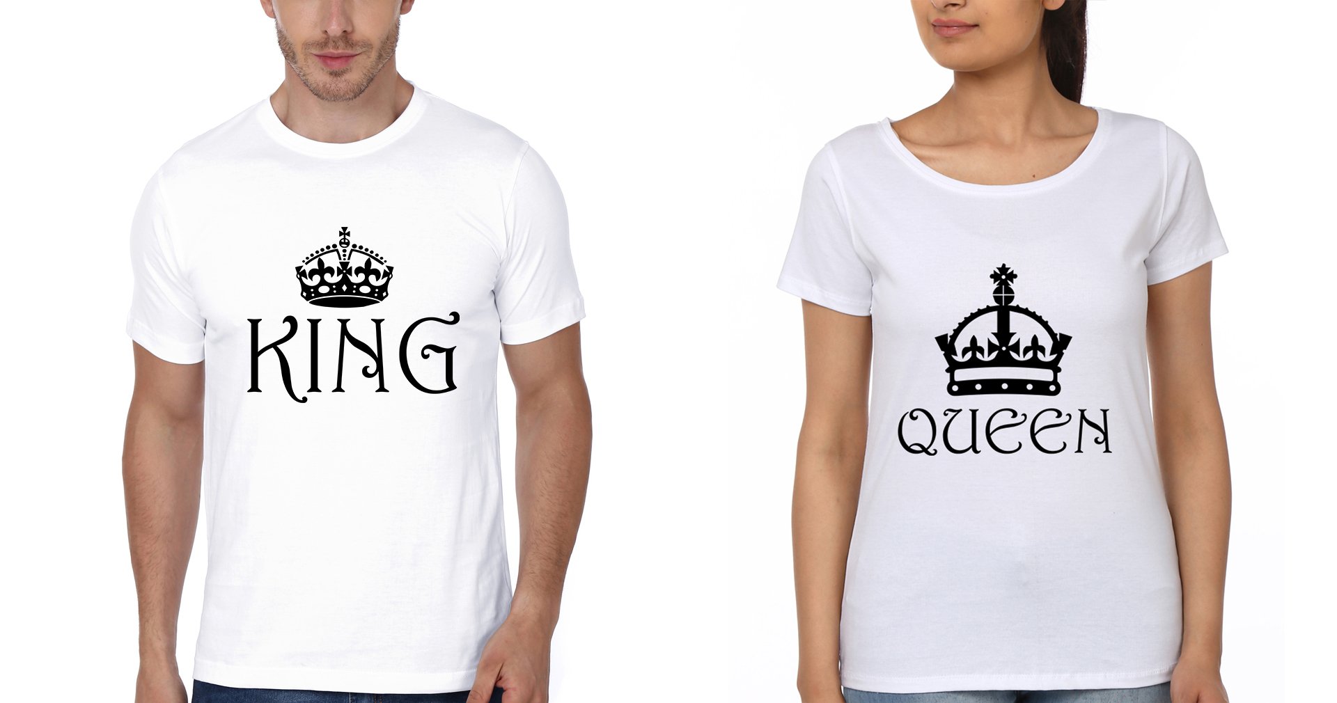 King Queen Couple Half Sleeves T-Shirts -FunkyTees