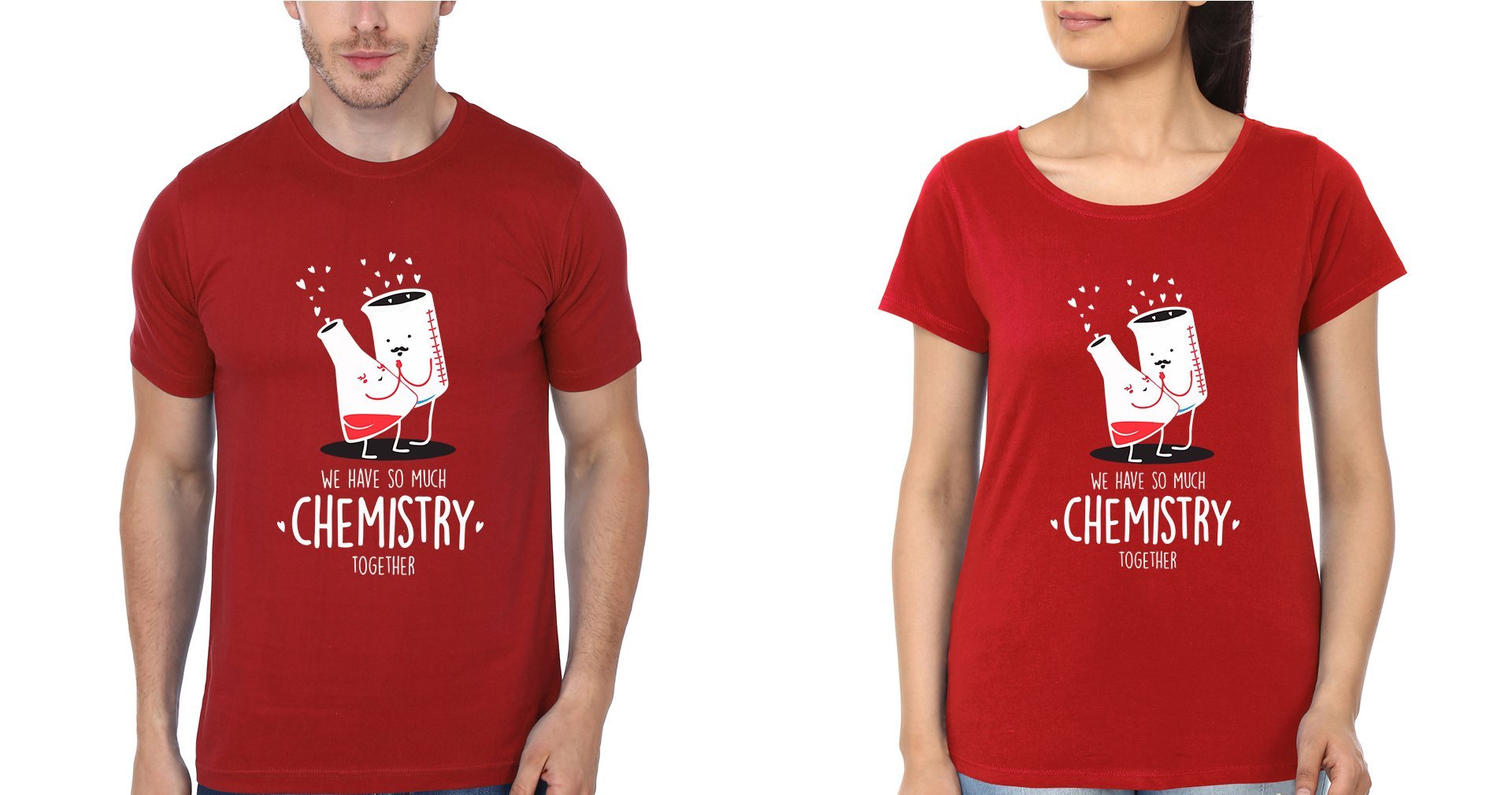 Chemistry Couple Half Sleeves T-Shirts -FunkyTees