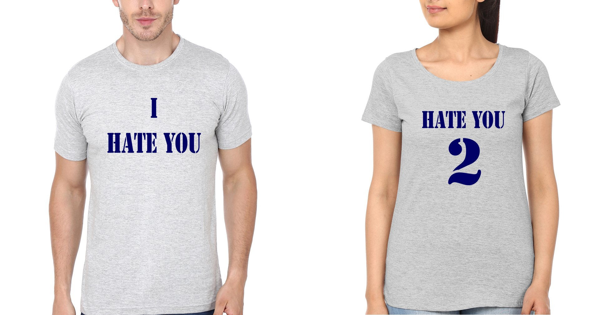 I Hate You Hate You 2 Couple Half Sleeves T-Shirts -FunkyTees