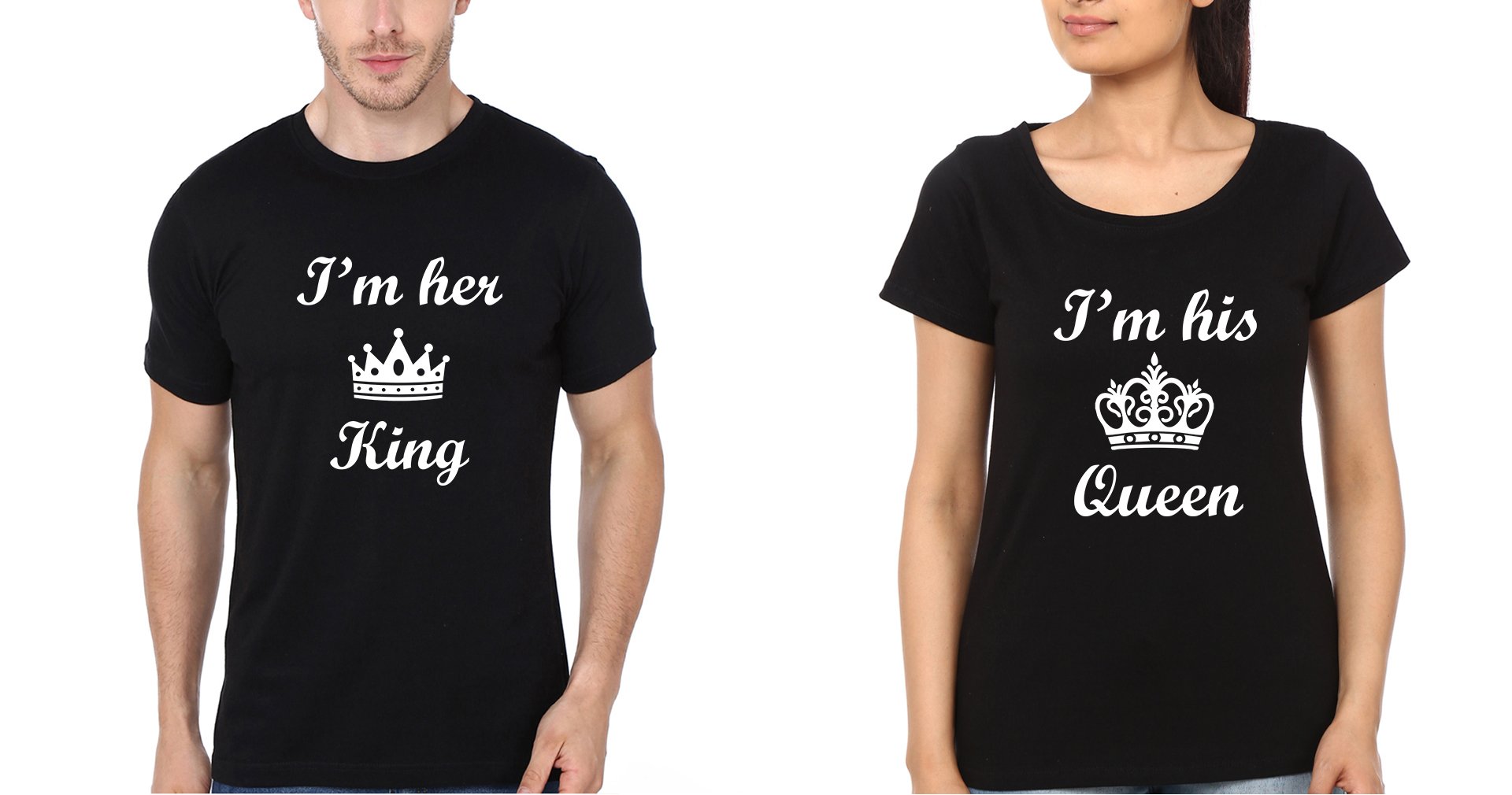 I'm Her King I'm His Queen Couple Half Sleeves T-Shirts -FunkyTees