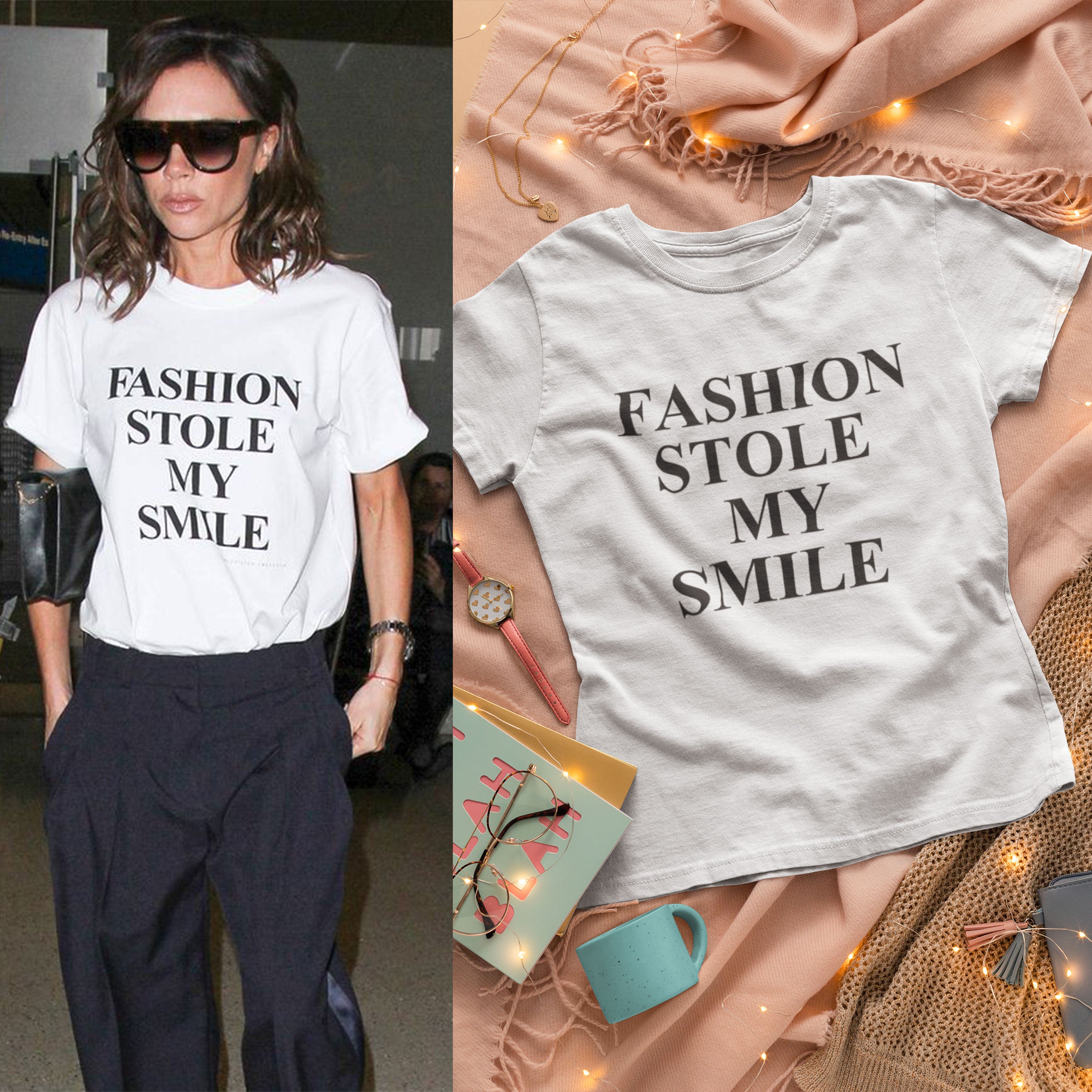 Fashion Stole My Smile Victoria Beckham Celebrity T-shirt- FunkyTeesClub