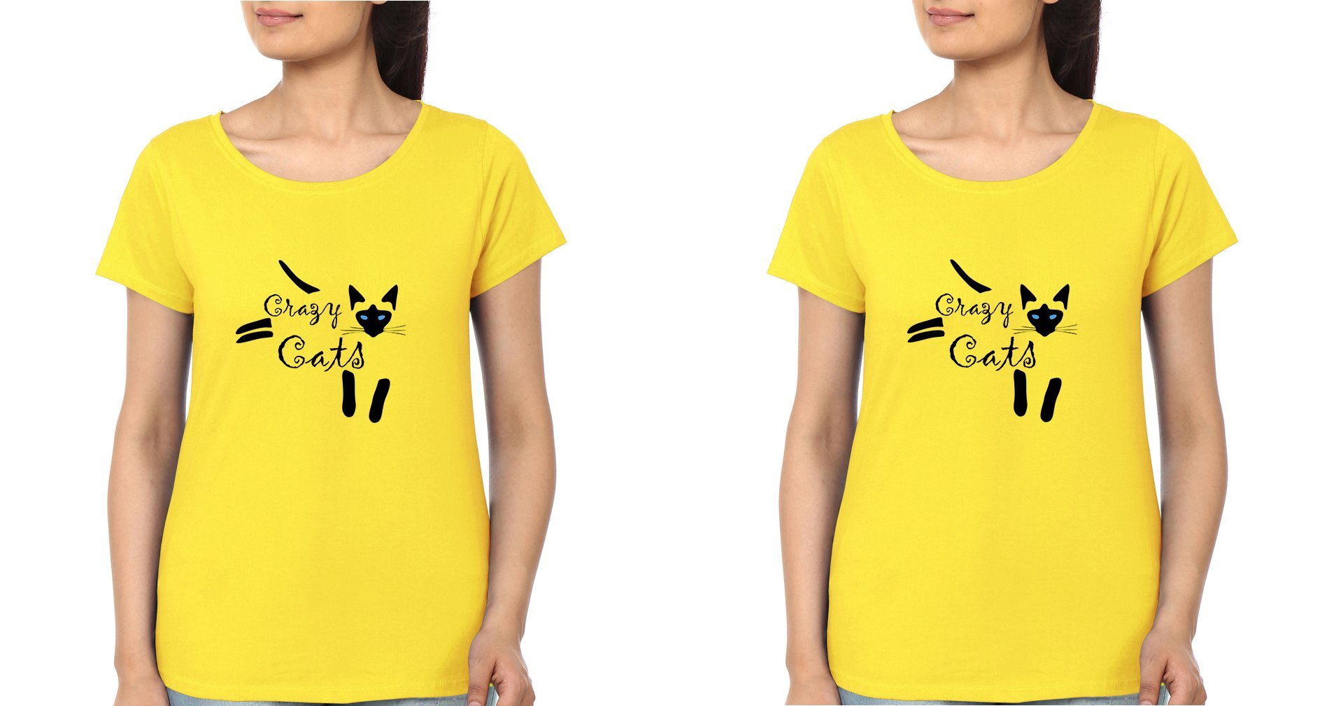 Crazy Cats BFF Half Sleeves T-Shirts-FunkyTees