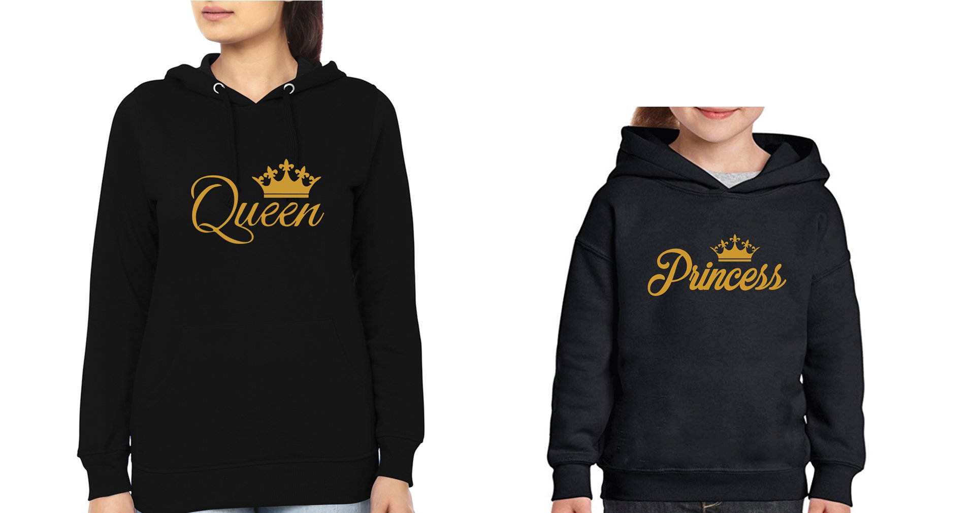 Queen Princess Mother and Daughter Matching Hoodies- FunkyTeesClub