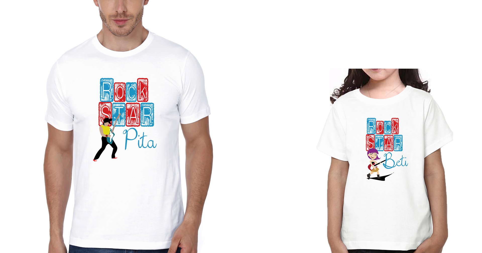Rockstar Pita Rockstar Beti Father and Daughter Matching T-Shirt- FunkyTeesClub