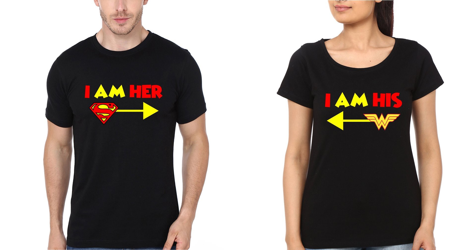 I Am Her I Am His Couple Half Sleeves T-Shirts -FunkyTees