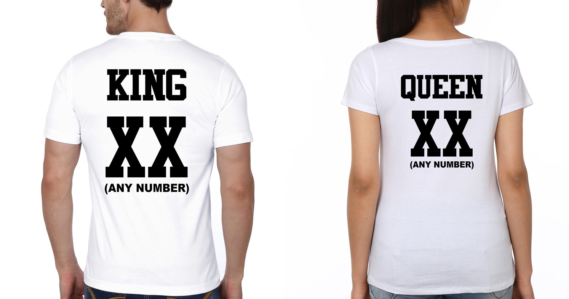 King Queen XX Couple Half Sleeves T-Shirts -FunkyTees