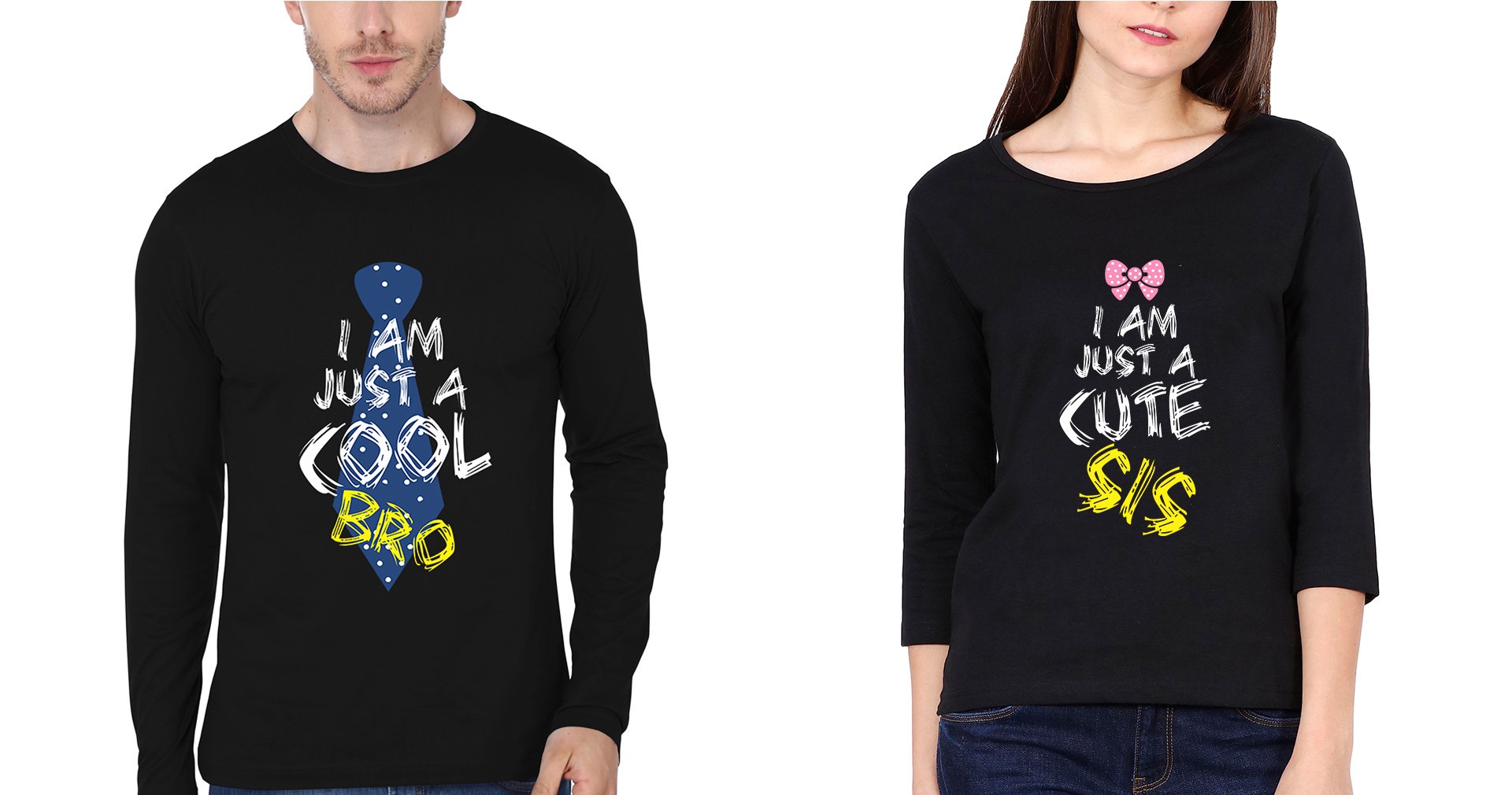 Cool Bro Cute Sis Brother-Sister Full Sleeves T-Shirts -FunkyTees
