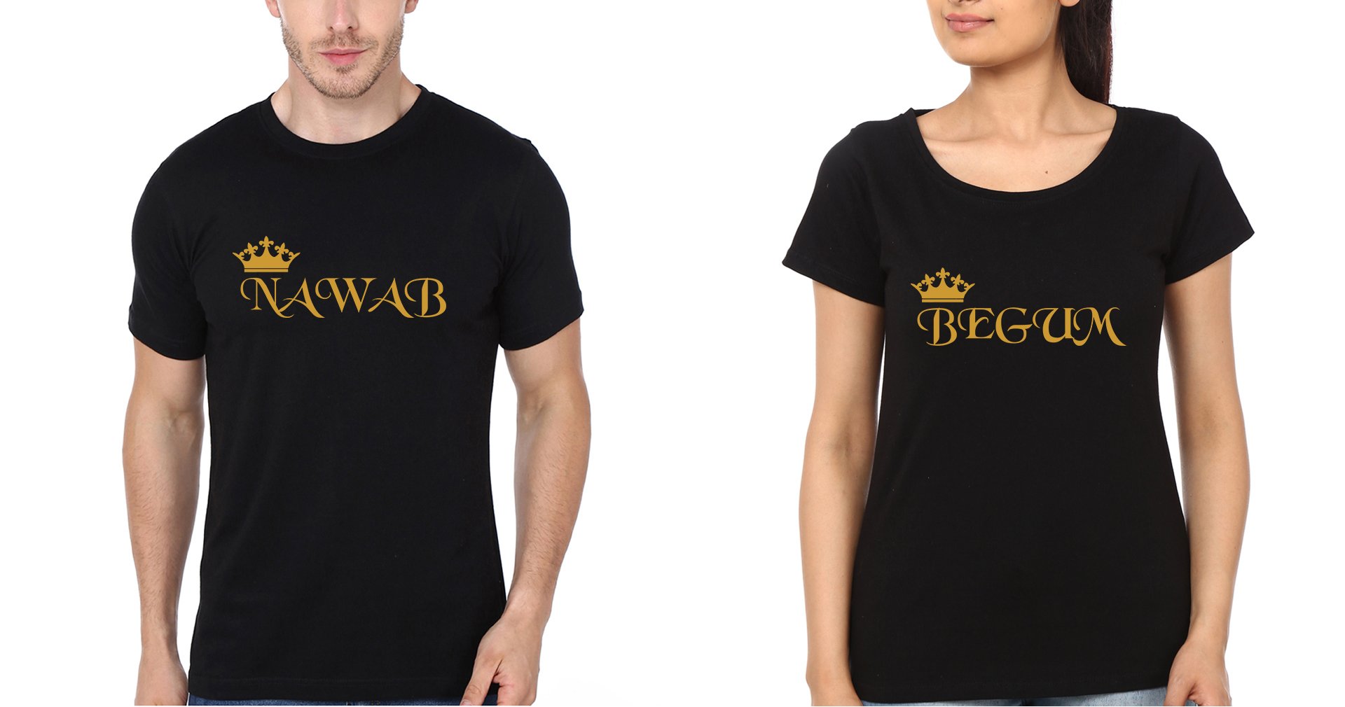 Nawab Begum Couple Half Sleeves T-Shirts -FunkyTees