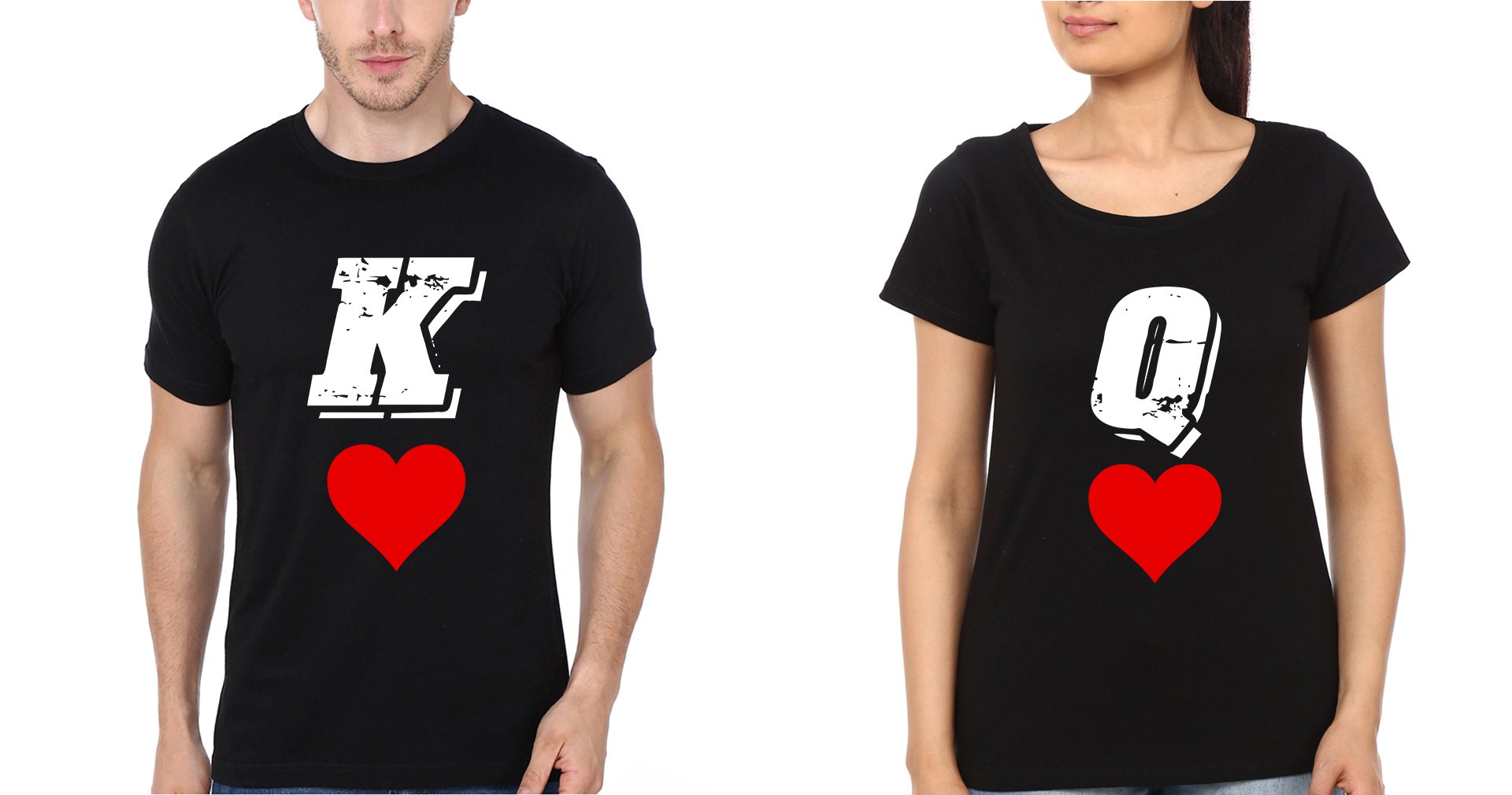 K Q Couple Half Sleeves T-Shirts -FunkyTees