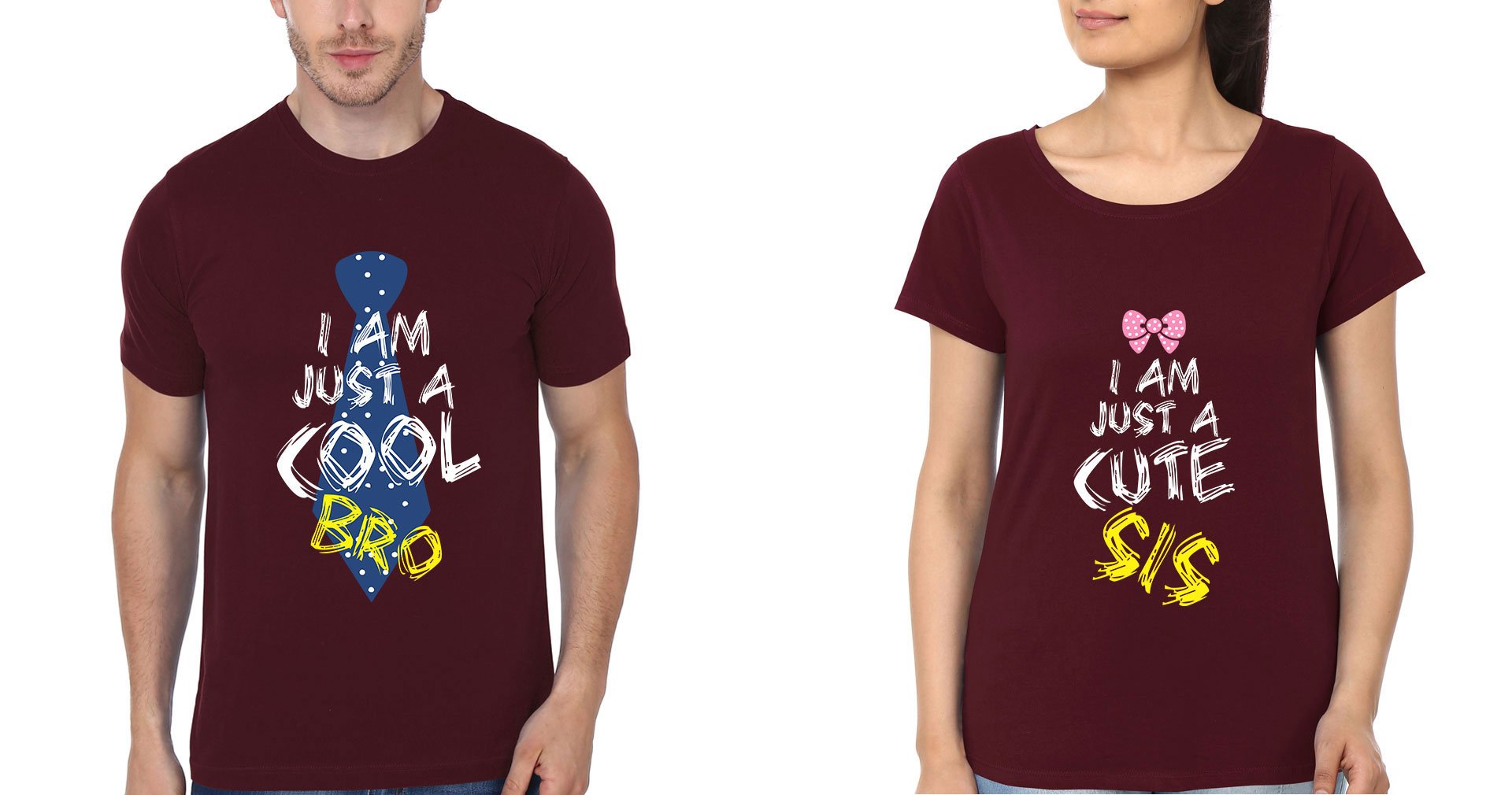 Cool Bro Cute Sis Brother-Sister Half Sleeves T-Shirts -FunkyTees