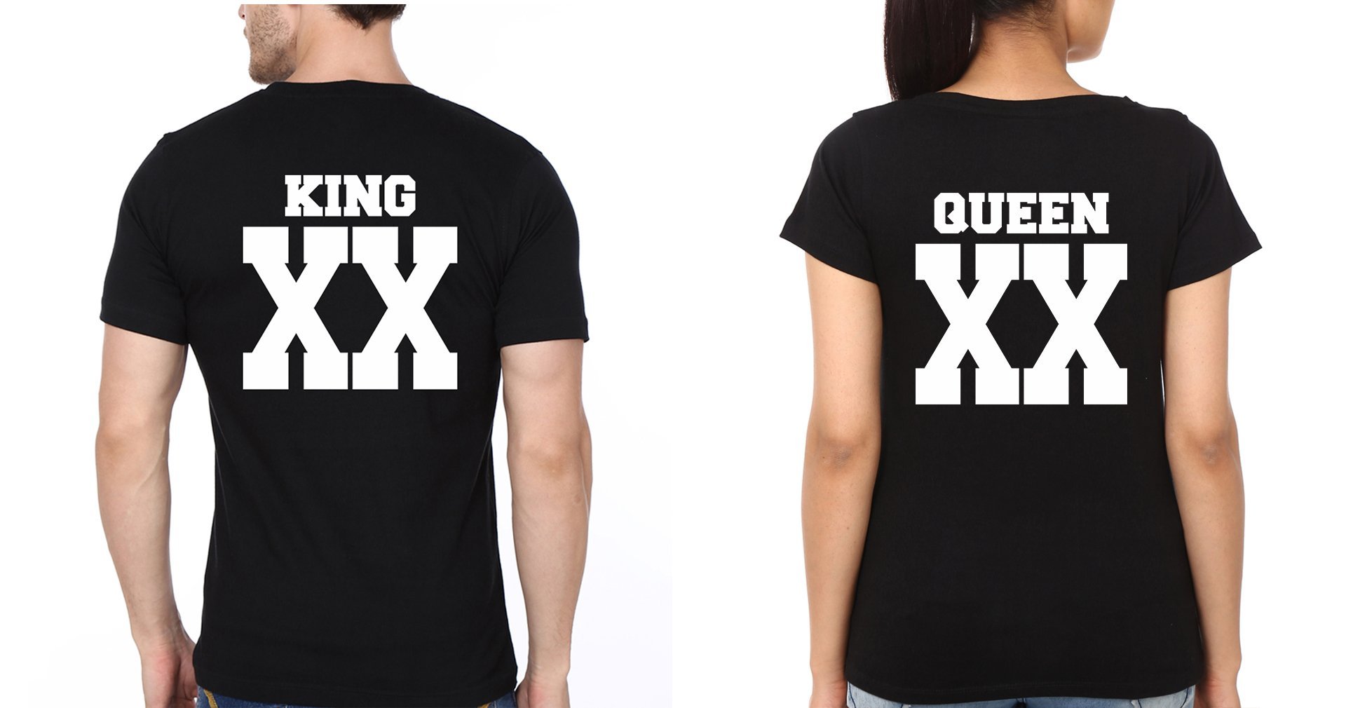 King&Queen Couple Half Sleeves T-Shirts -FunkyTees