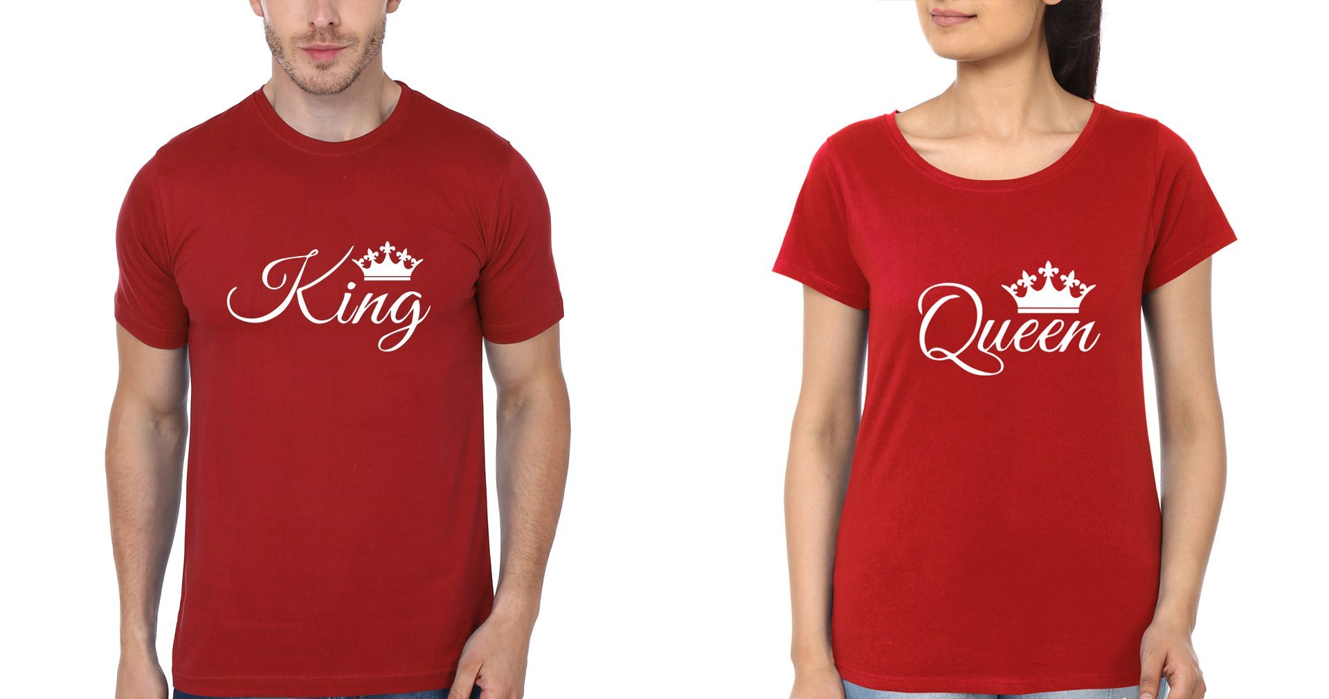 King Queen Couple Half Sleeves T-Shirts -FunkyTees