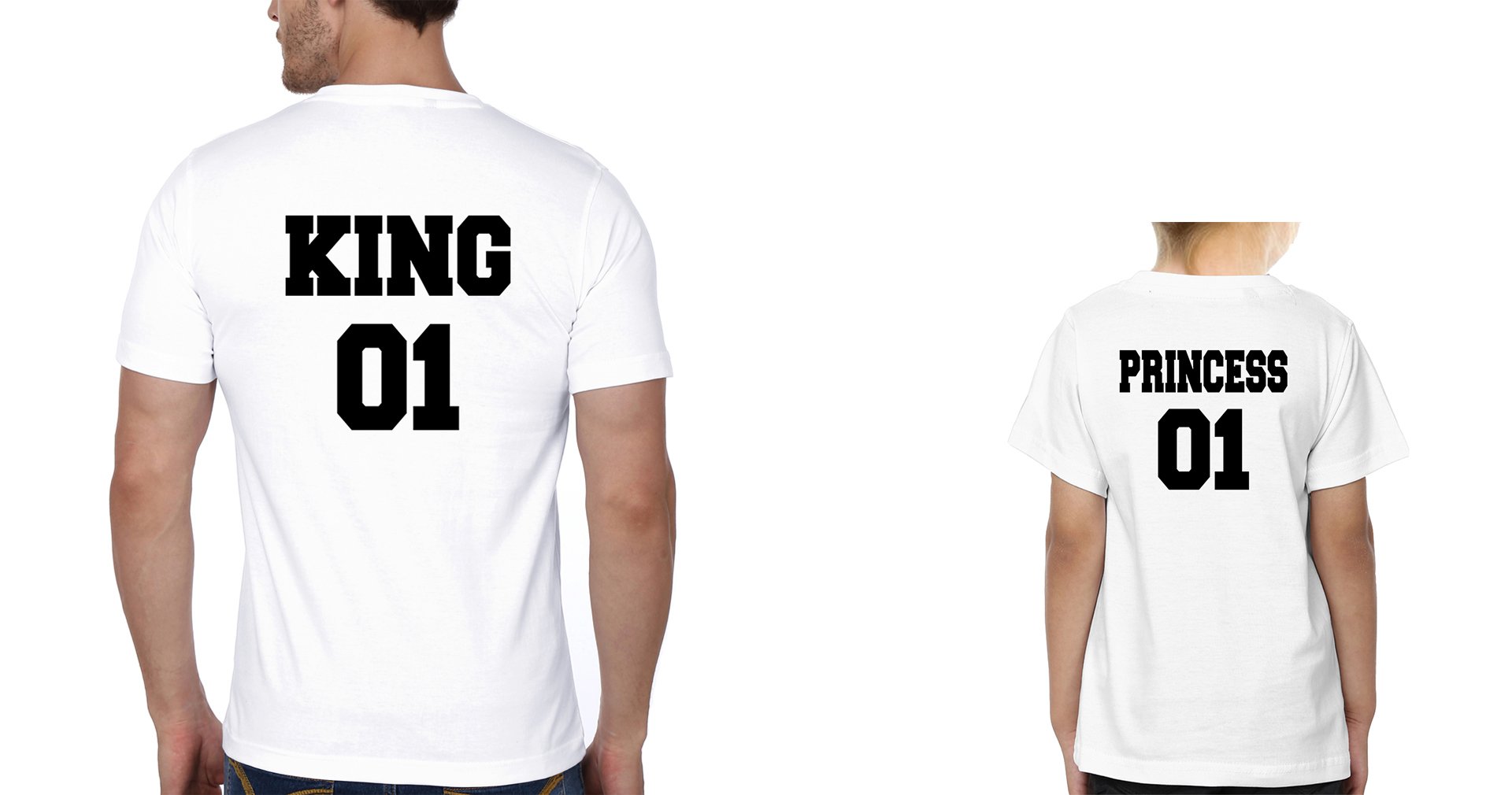 King 01 Princess 01 Father and Daughter Matching T-Shirt- FunkyTeesClub
