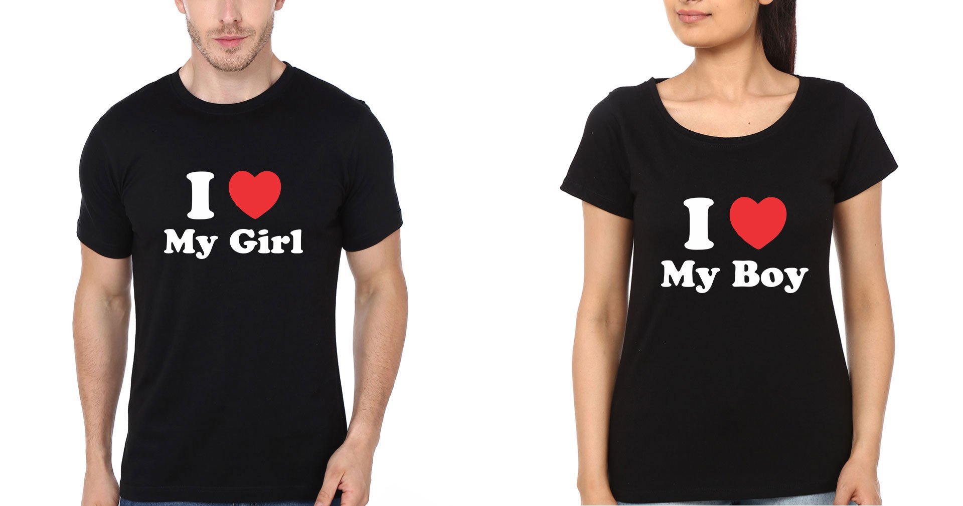 I Love Couple Half Sleeves T-Shirts -FunkyTees