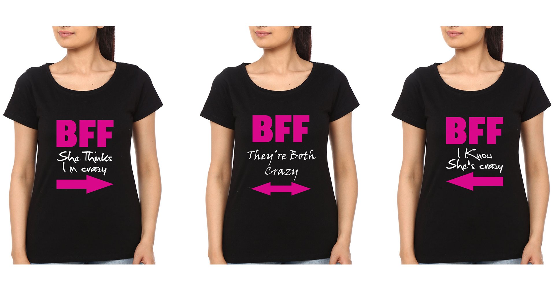 Crazy BFF Half Sleeves T-Shirts-FunkyTees