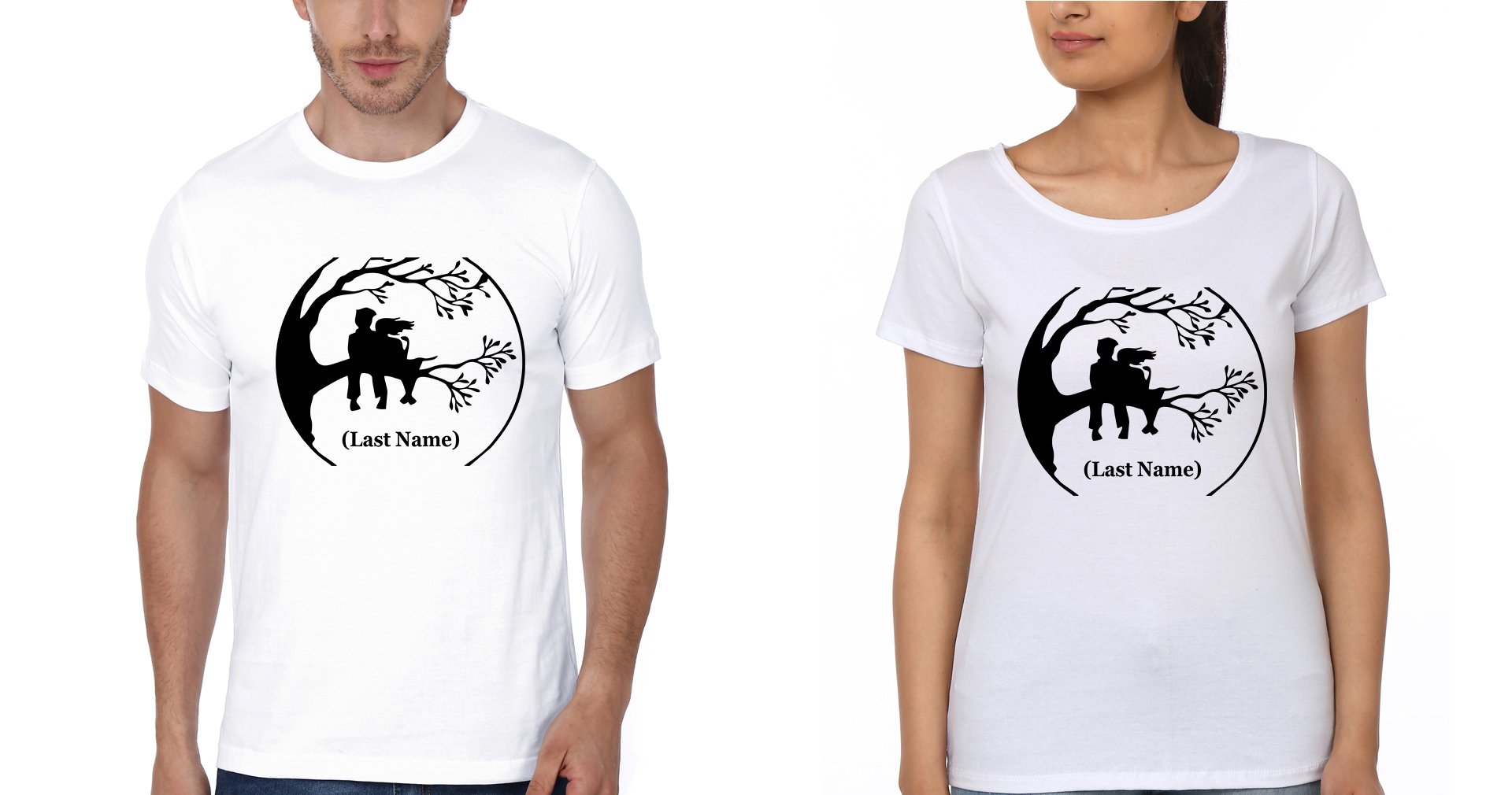 Last name Couple Half Sleeves T-Shirts -FunkyTees