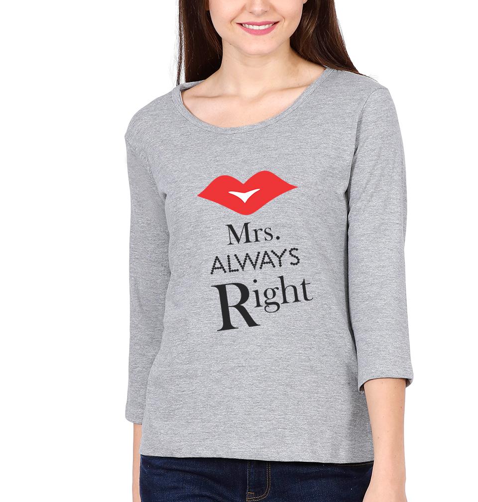 Mr.Right & Mrs. Always Right Couple Full Sleeves T-Shirts -FunkyTees