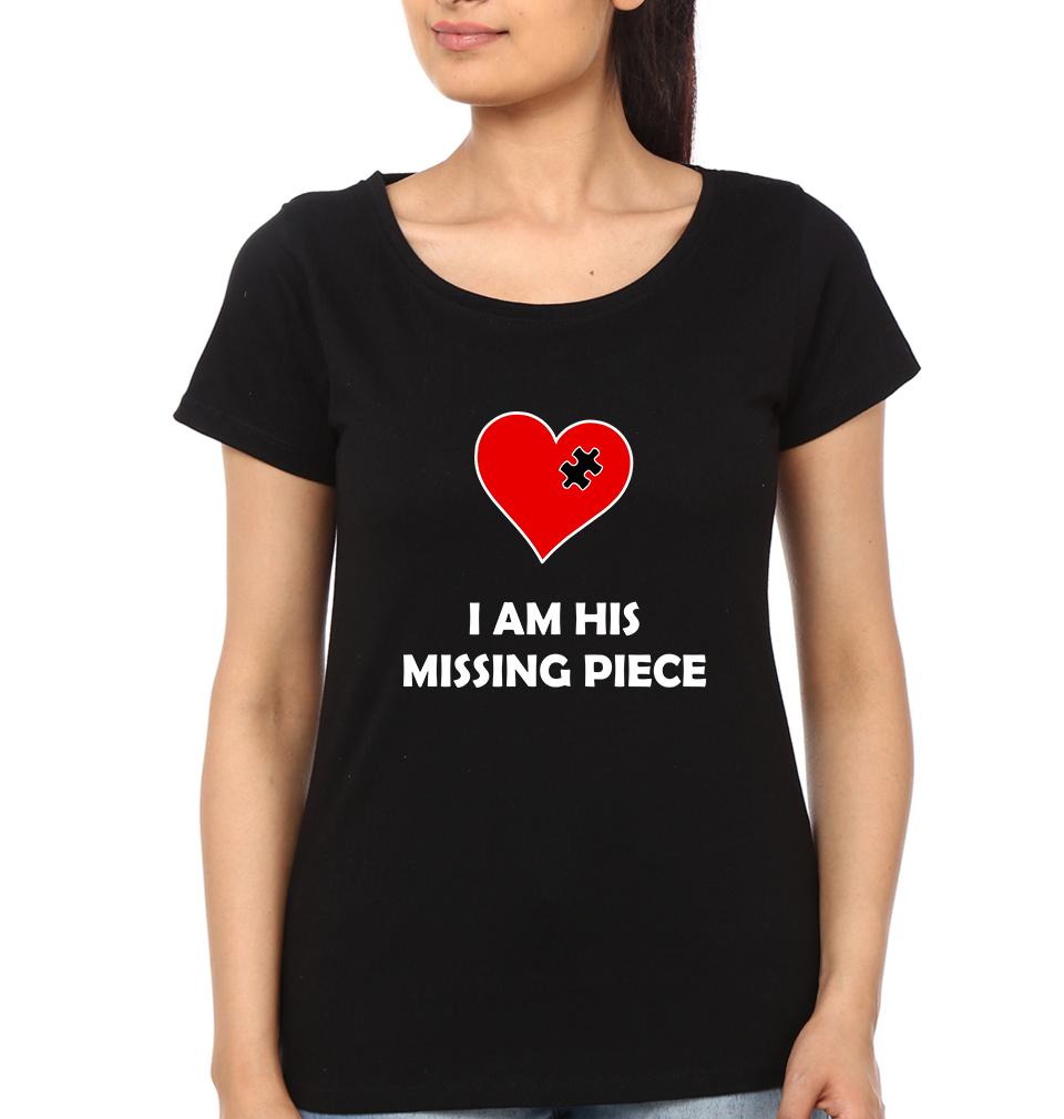 Missing Piece Couple Half Sleeves T-Shirts -FunkyTees