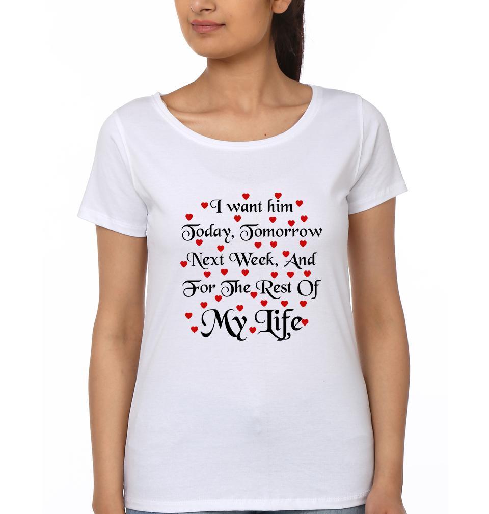I Want Her, I Want Him Couple Half Sleeves T-Shirts -FunkyTees