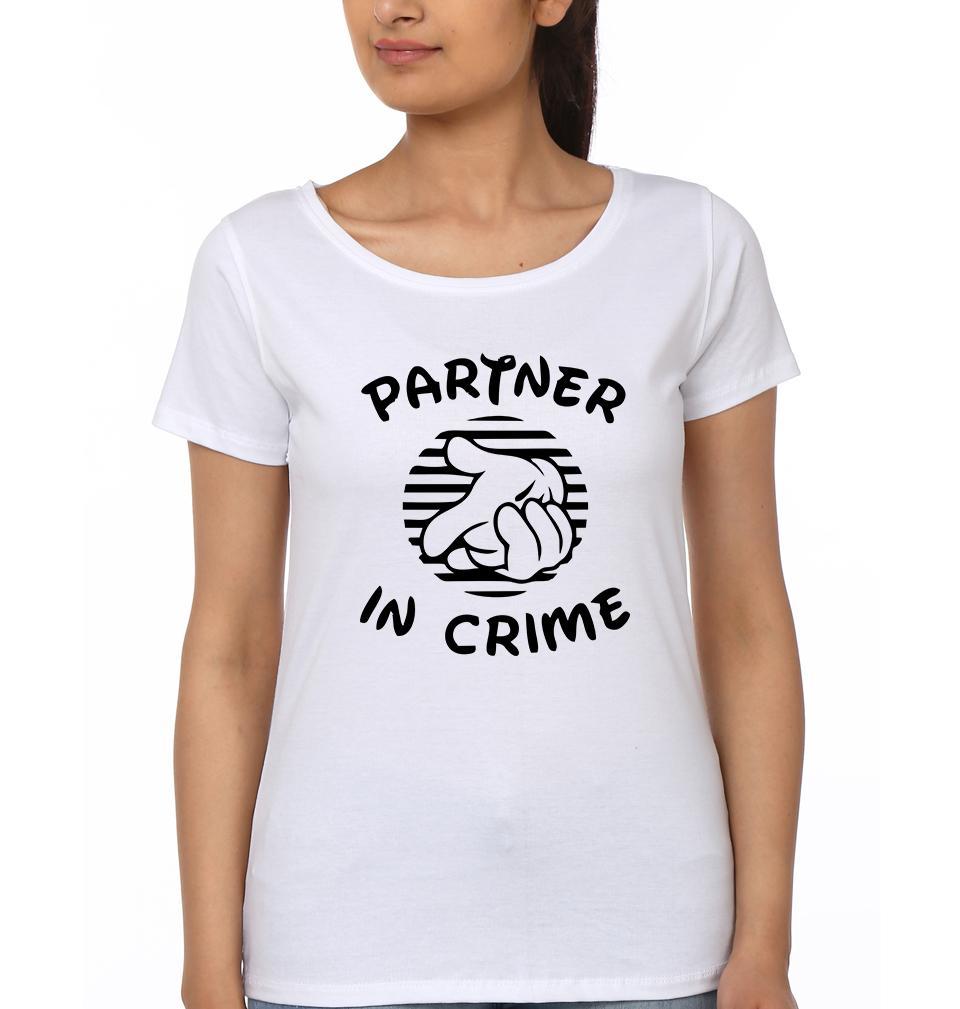 Partners in Crime Couple Half Sleeves T-Shirts -FunkyTees