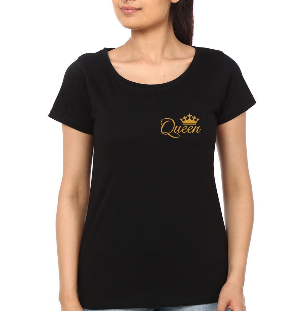 King And Queen Couple Half Sleeves T-Shirts -FunkyTees